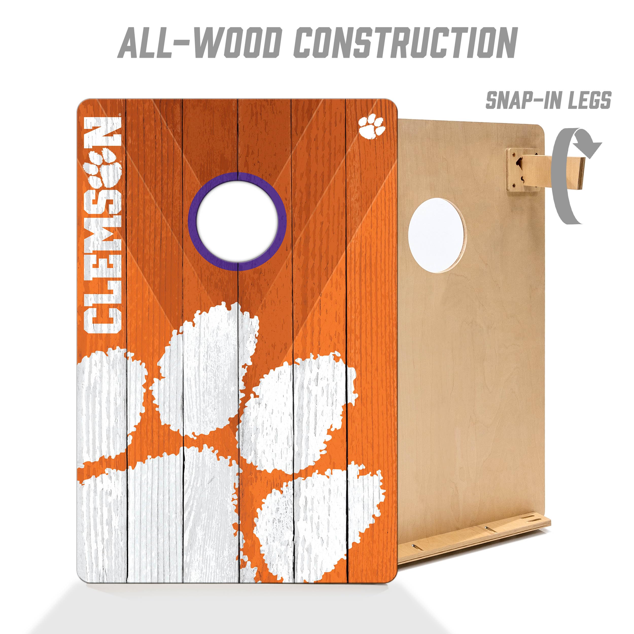 YouTheFan NCAA Clemson Tigers 2’ x 3’ Wood Cornhole Game with Logo Bags - Sports Collectibles, Sports Memorabilia, Sports Fan Shop, Sports Gifts