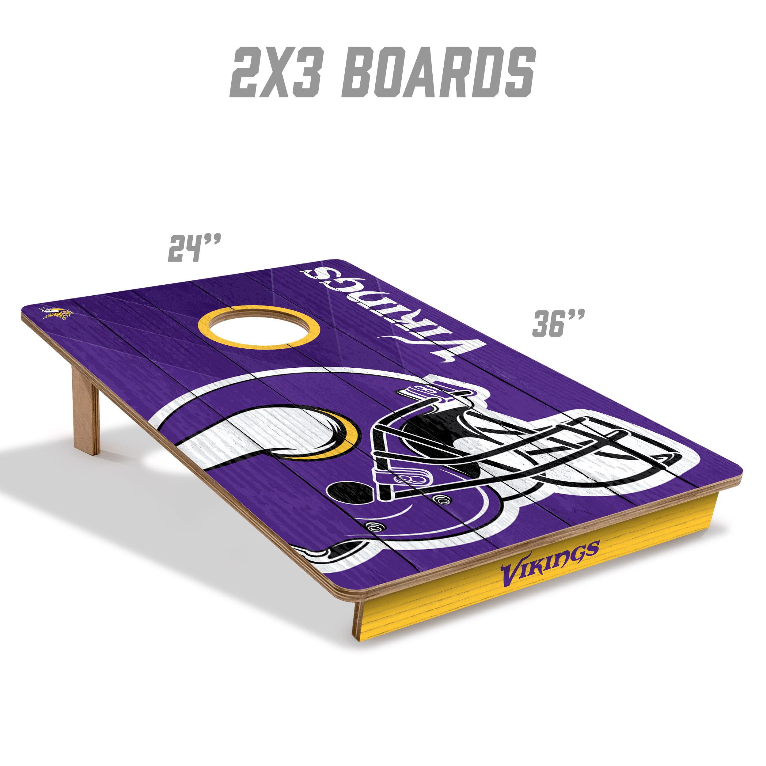 YouTheFan NFL Minnesota Vikings 2’ x 3’ Wood Cornhole Game with Logo Bags - Sports Collectibles, Sports Memorabilia, Sports Fan Shop, Sports Gifts