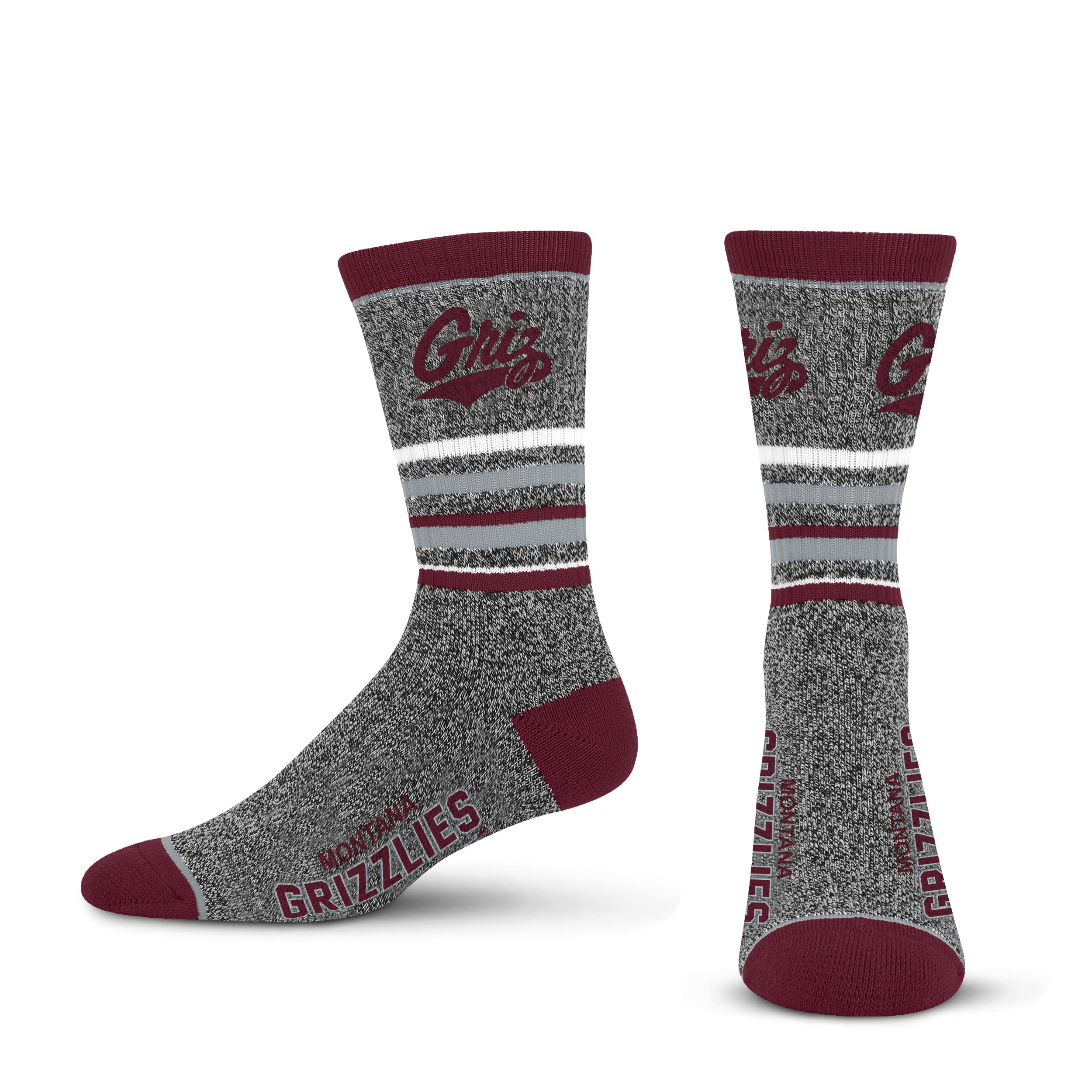 For Bare Feet Mens NCAA Montana Grizzlies 5 Star Crew Sock Marble Grey Large - Sports Gifts, Sports Memorabilia, Sports Collectibles, Fan Shop