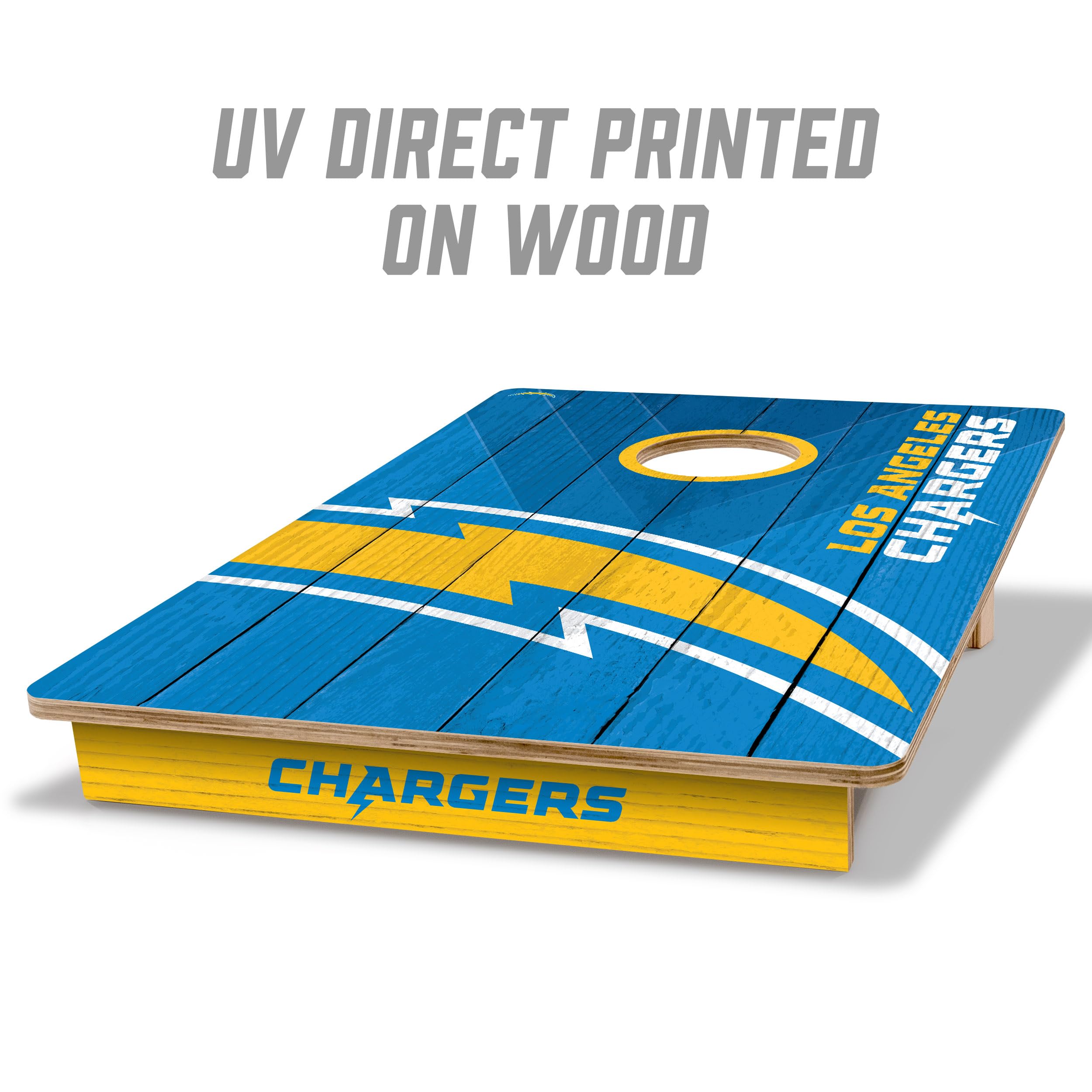 YouTheFan NFL Los Angeles Chargers 2’ x 3’ Wood Cornhole Game with Logo Bags - Sports Collectibles, Sports Memorabilia, Sports Fan Shop, Sports Gifts