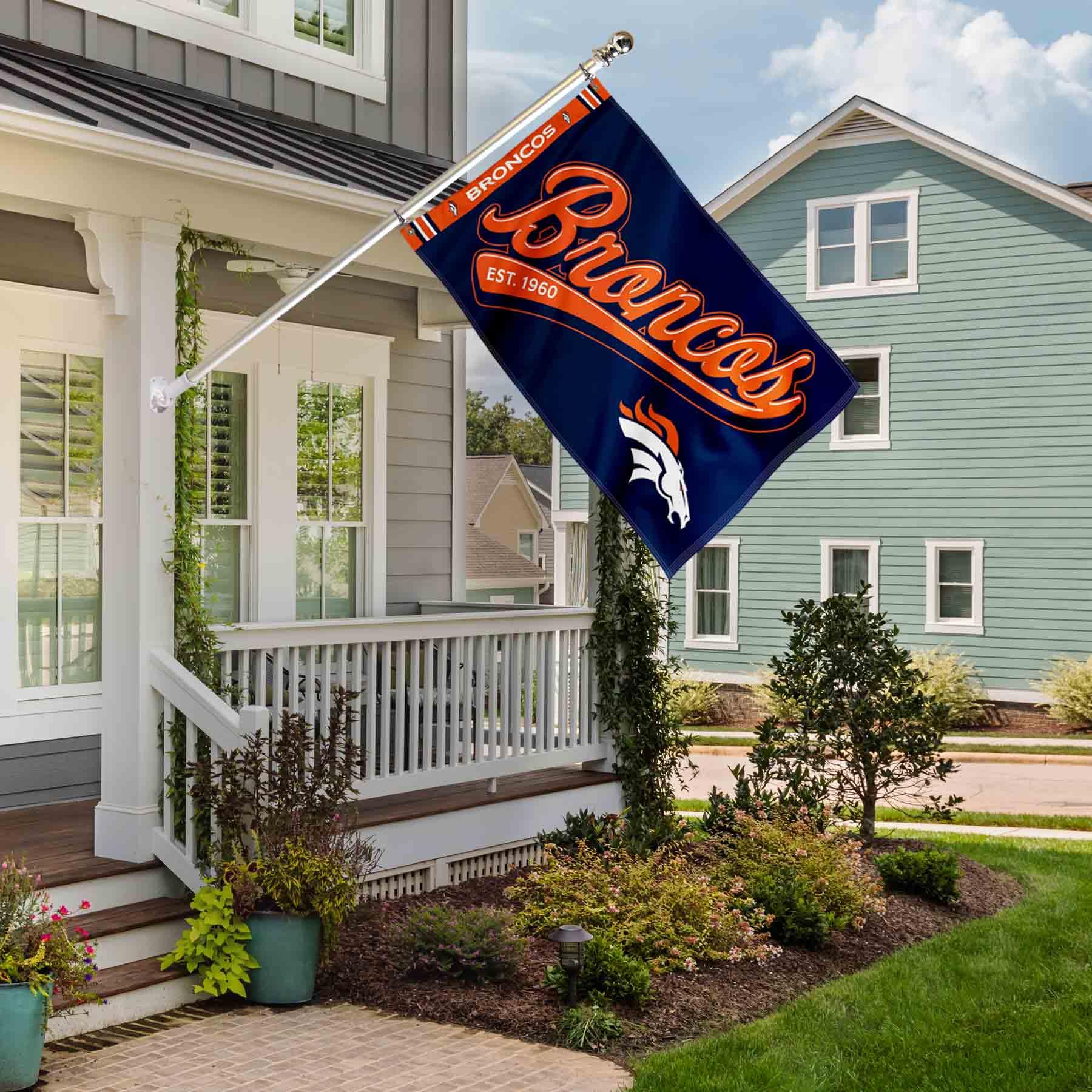 WinCraft Denver Broncos Script Logo Premium Flag - Sports Collectibles, Sports Memorabilia, Sports Fan Shop, Sports Gifts