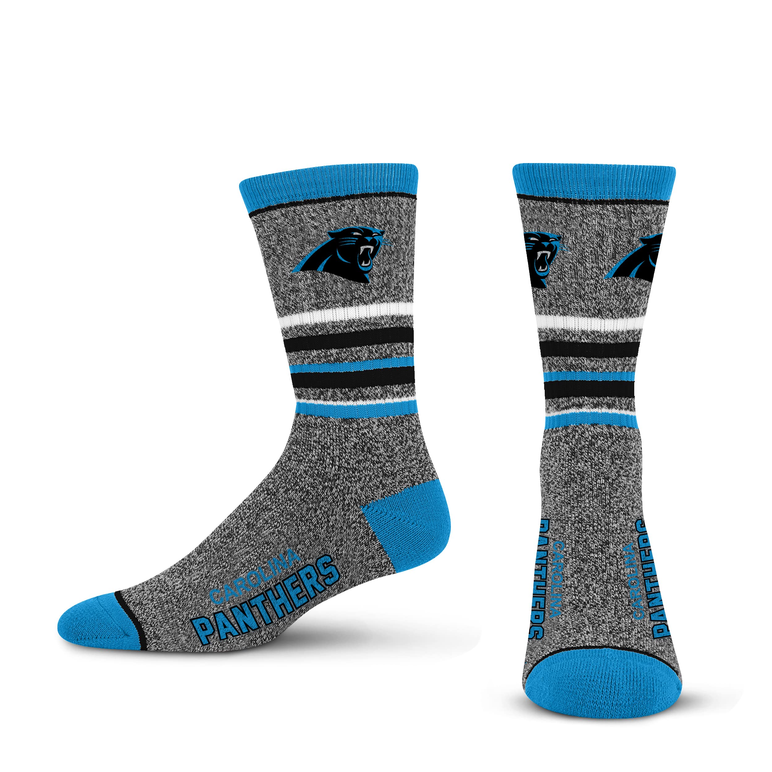 For Bare Feet Mens NFL Carolina Panthers 5 Star Crew Sock Marble Grey Large - Sports Gifts, Sports Memorabilia, Sports Collectibles, Fan Shop