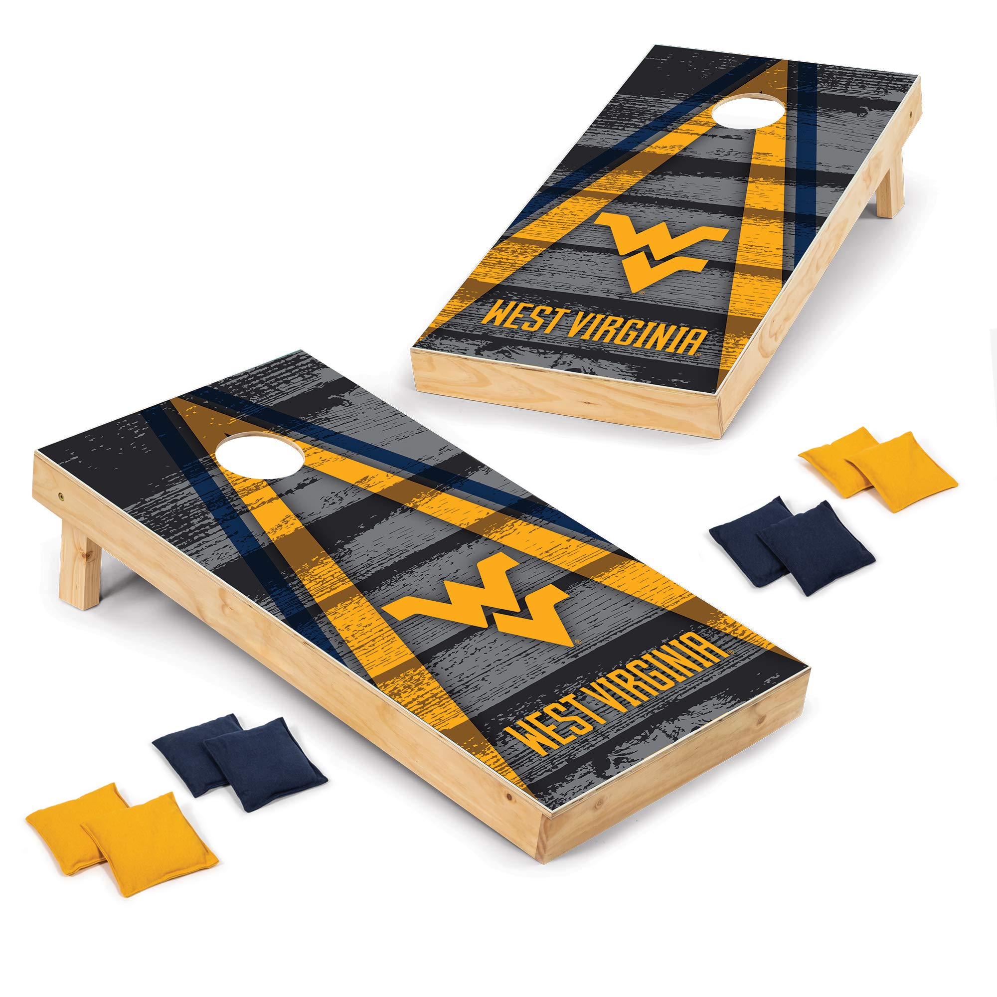 Wild Sports 2' x 4' Wood Tournament Cornhole Set - Direct Printed - West Virginia Mountaineers- perfect for Backyard, Beach, Park, Tailgates, Outdoors and Indoors - Sports Collectibles, Sports Memorabilia, Sports Fan Shop, Sports Gifts