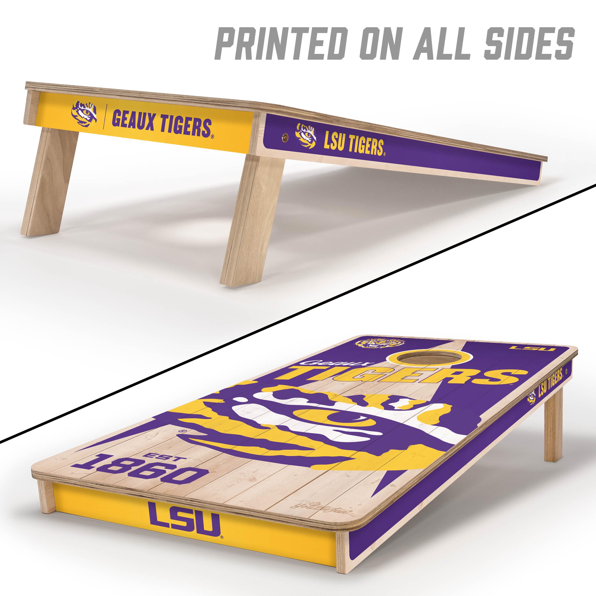 YouTheFan NCAA LSU Tigers 2’ x 4’ Professional Wood Cornhole Game with Logo Bags - Sports Collectibles, Sports Memorabilia, Sports Fan Shop, Sports Gifts