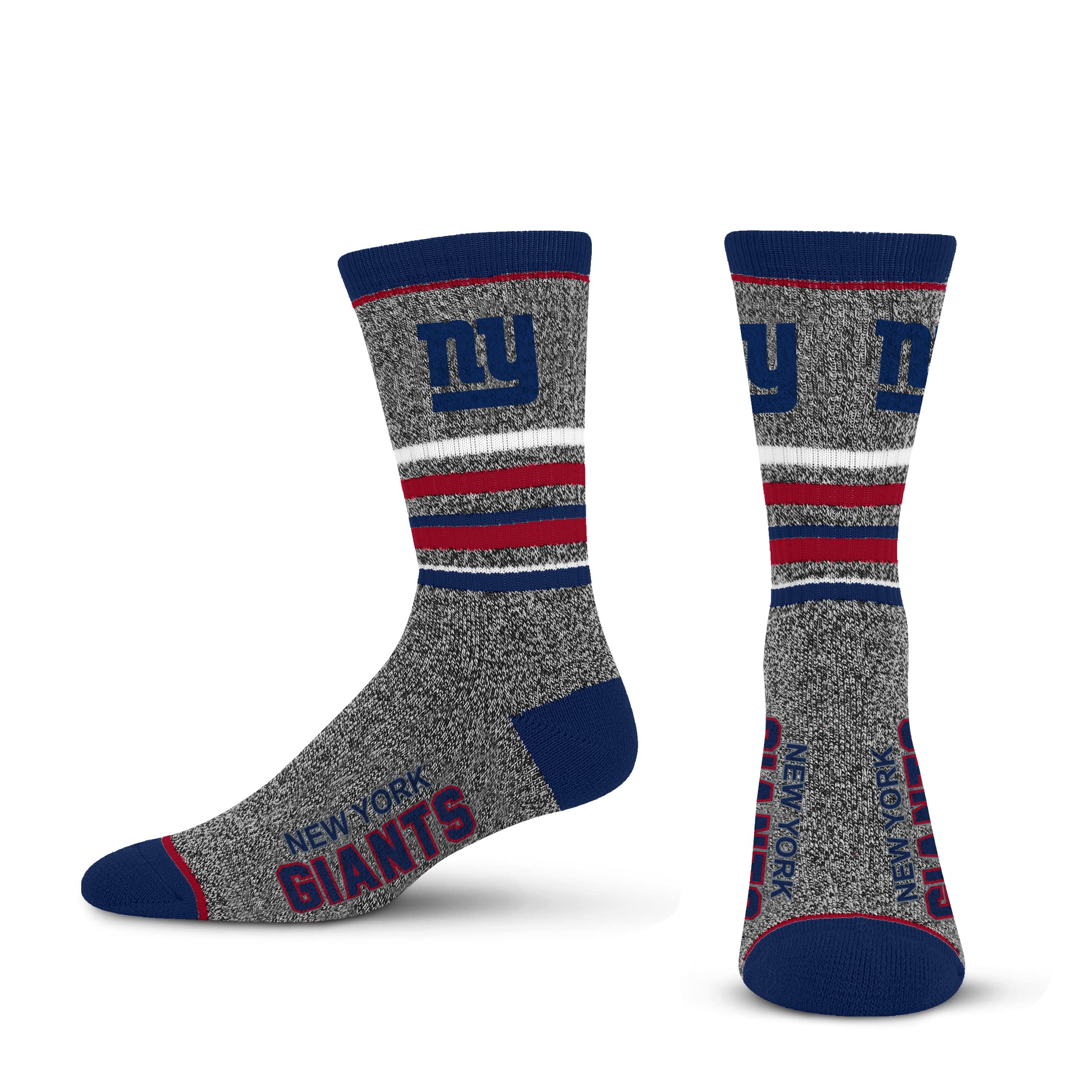 For Bare Feet Mens NFL New York Giants 5 Star Crew Sock Marble Grey Large - Sports Gifts, Sports Memorabilia, Sports Collectibles, Fan Shop