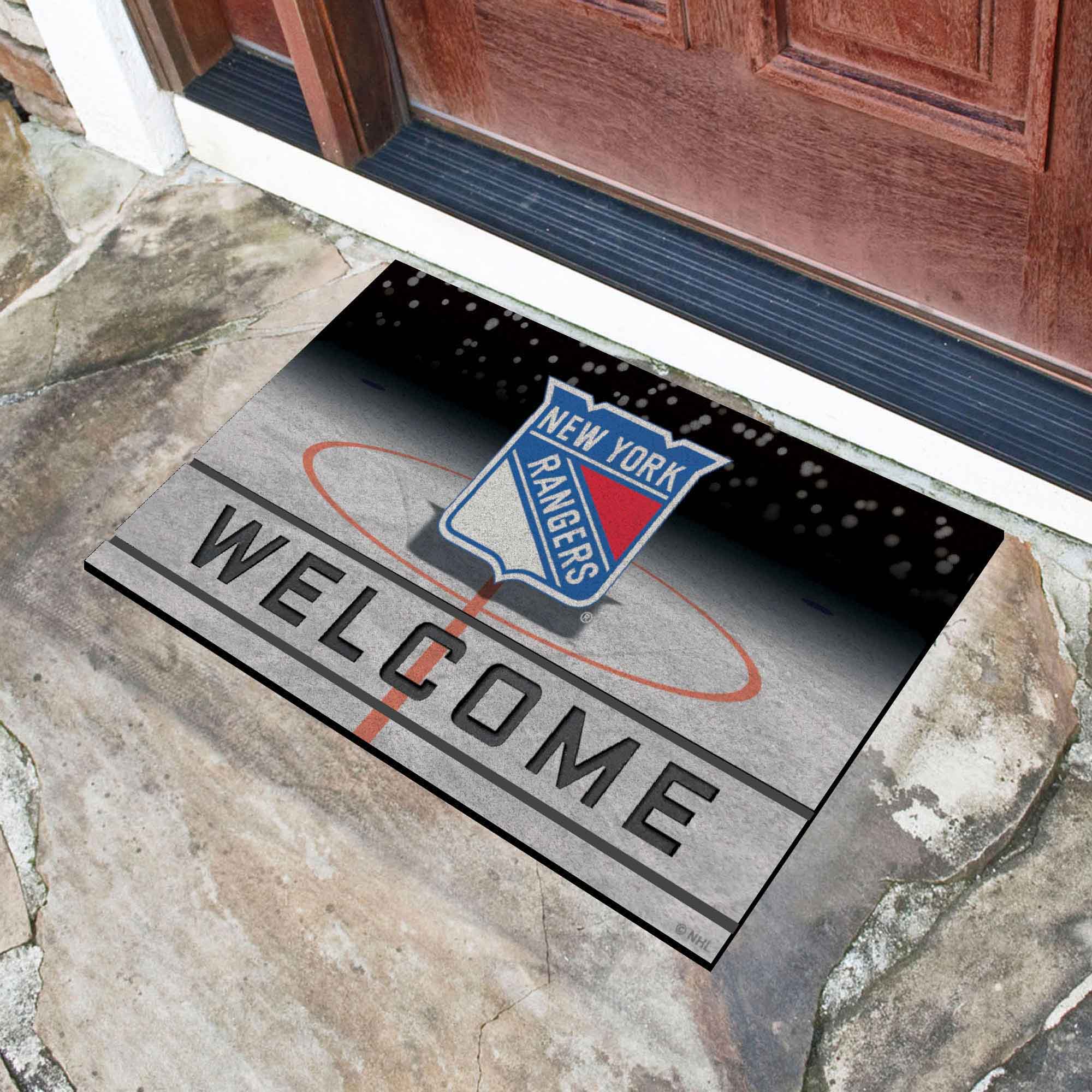 NHL - New York Rangers Crumb Rubber Door Mat - Sports Gifts, Sports Memorabilia, Sports Collectibles, Fan Shop
