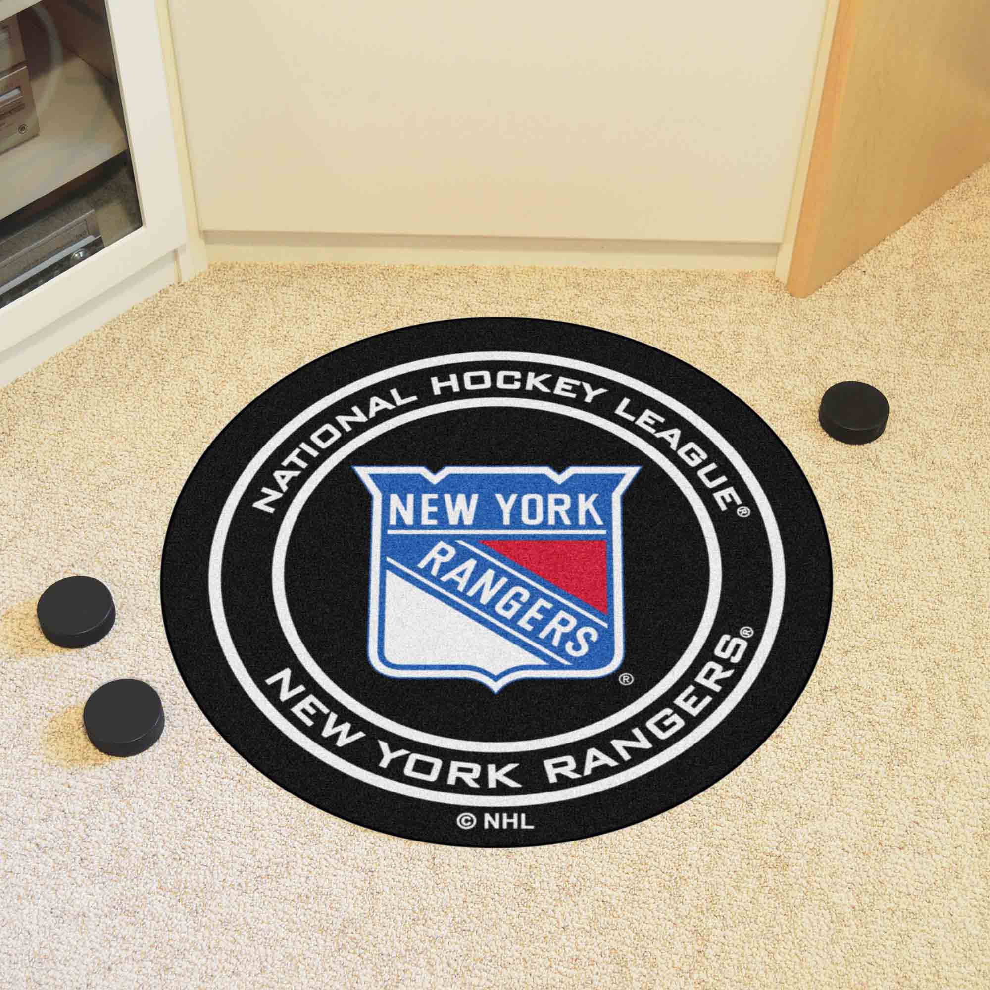 NHL - New York Rangers Puck Mat - Sports Gifts, Sports Memorabilia, Sports Collectibles, Fan Shop