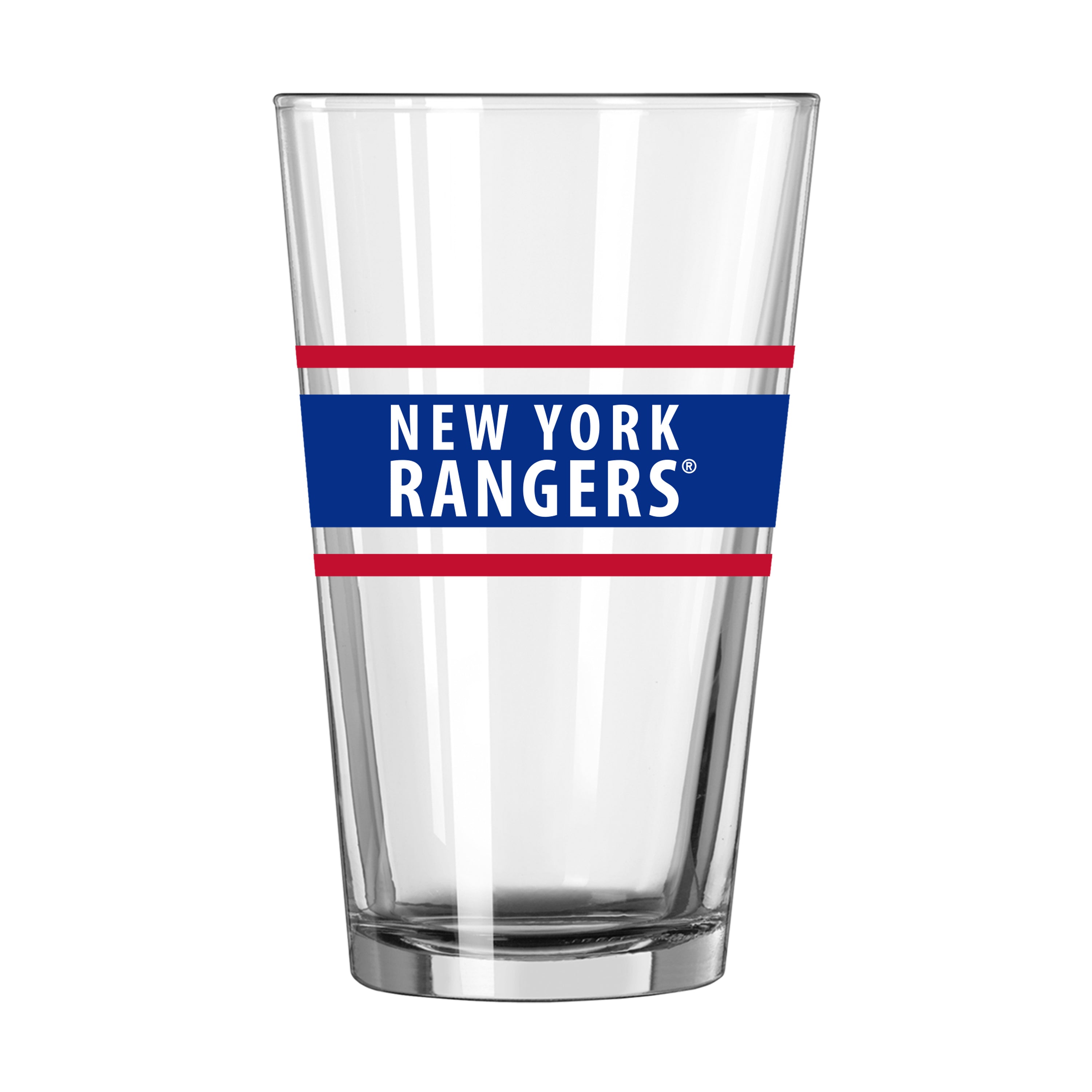 New York Rangers 16oz Stripe Pint Glass - Sports Gifts, Sports Memorabilia, Sports Collectibles, Fan Shop