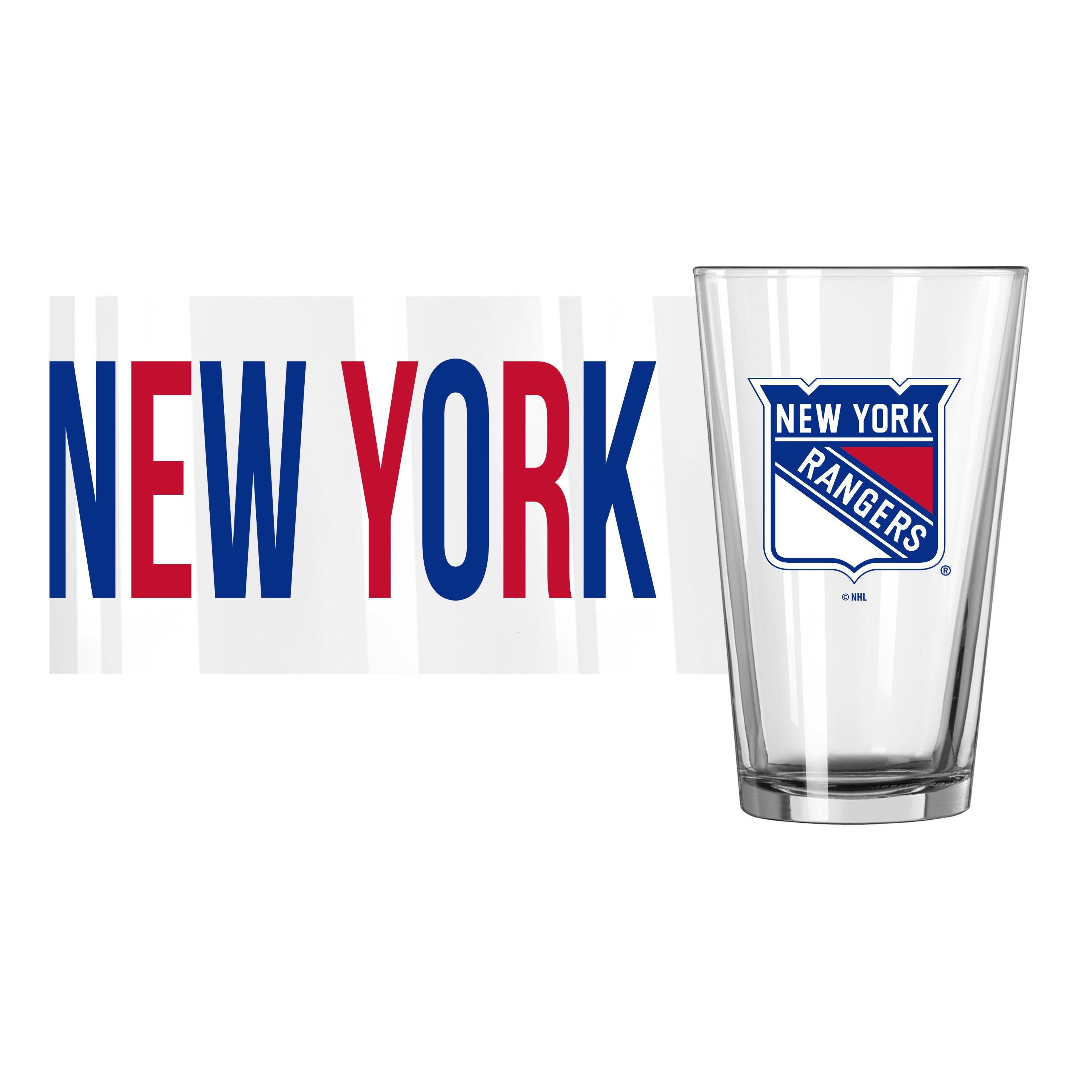 New York Rangers 16oz Overtime Pint Glass - Sports Gifts, Sports Memorabilia, Sports Collectibles, Fan Shop