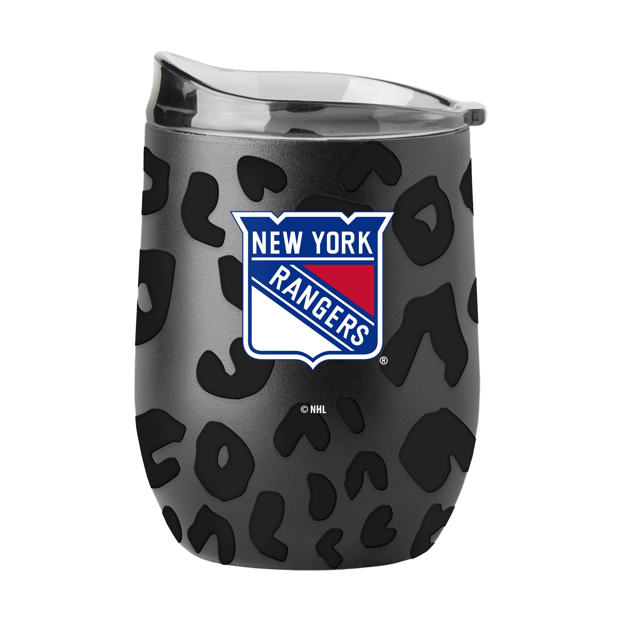 New York Rangers Leopard 16oz Black Powder Coat Curved Beverage