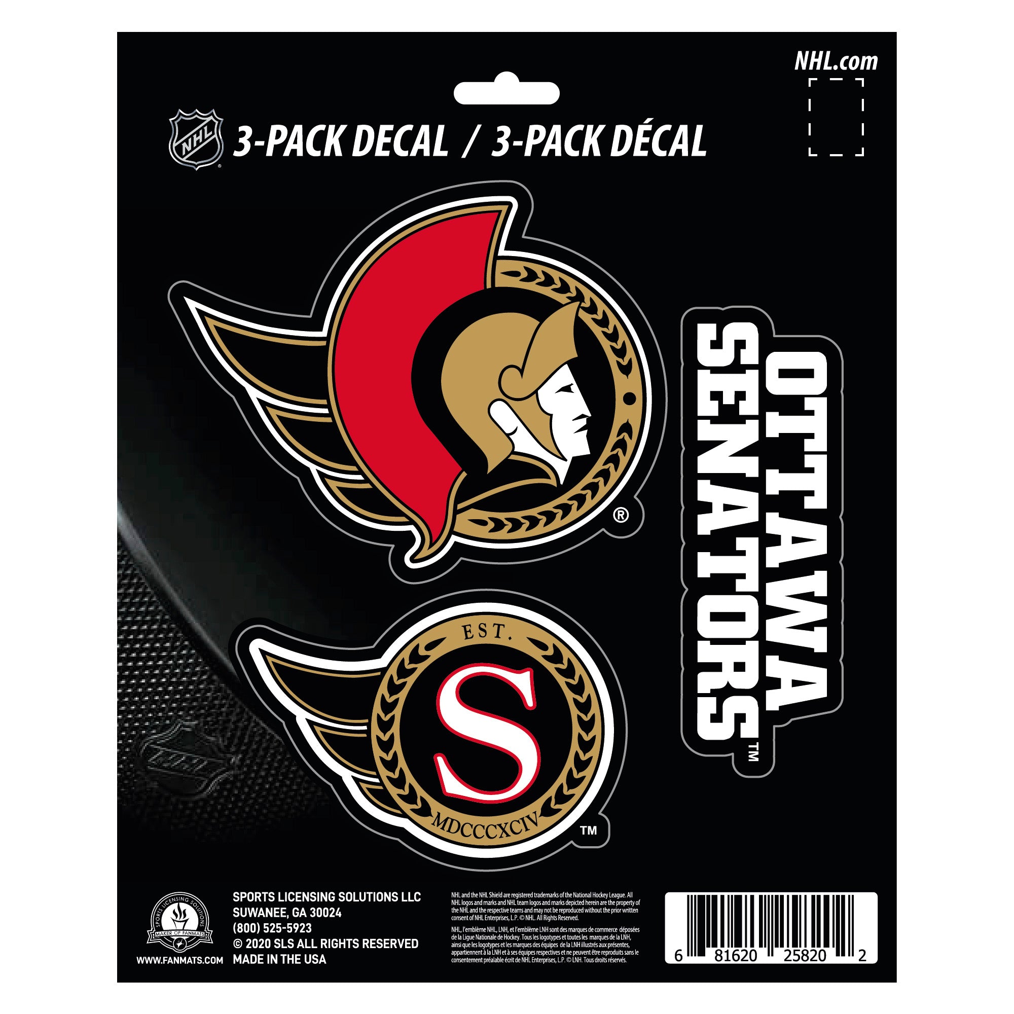 NHL - Ottawa Senators Decal 3-pk