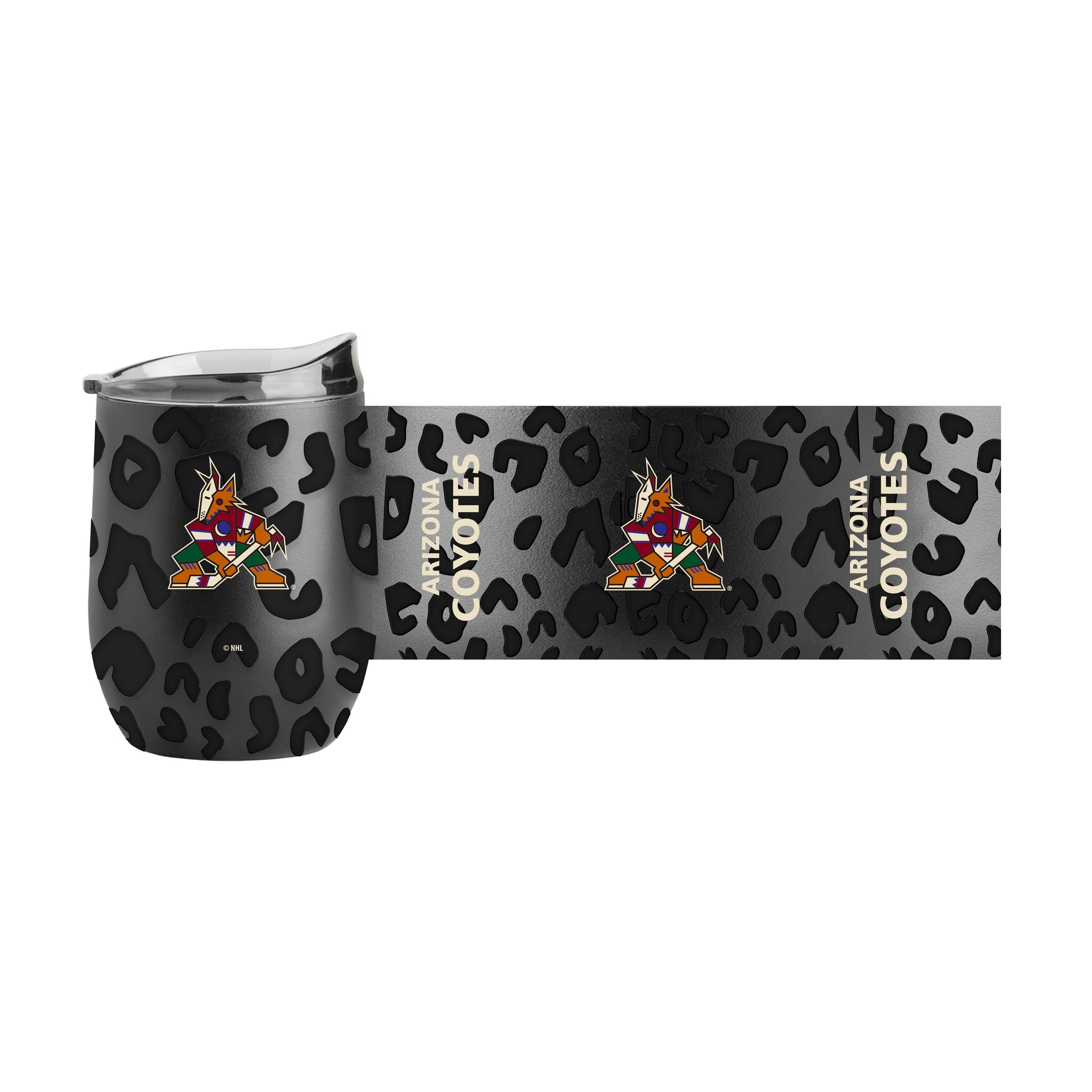 Arizona Coyotes Leopard 16oz Black Powdercoat Curved Beverage - Sports Gifts, Sports Memorabilia, Sports Collectibles, Fan Shop
