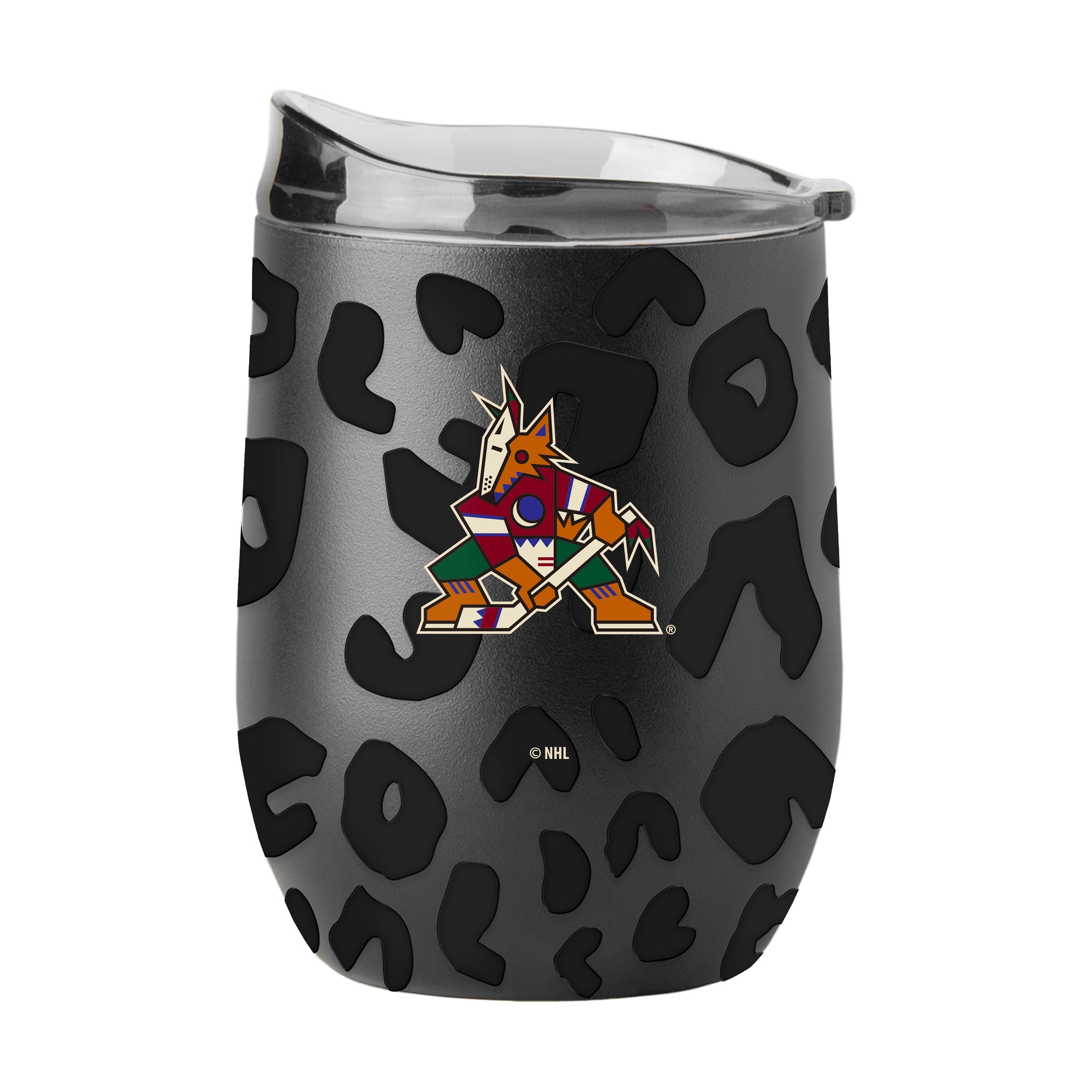 Arizona Coyotes Leopard 16oz Black Powdercoat Curved Beverage