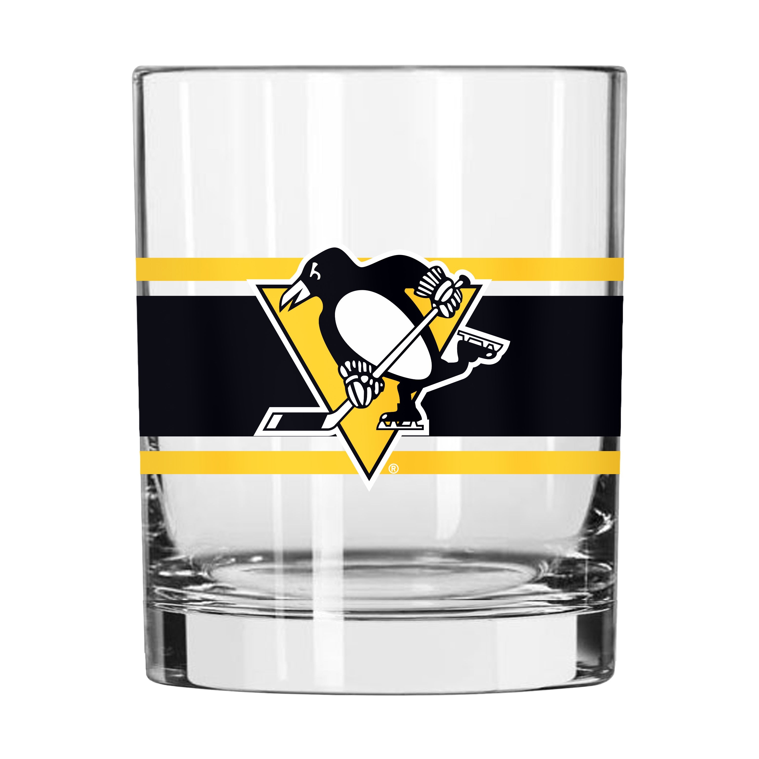 Pittsburgh Penguins 14oz Stripe Rocks Glass