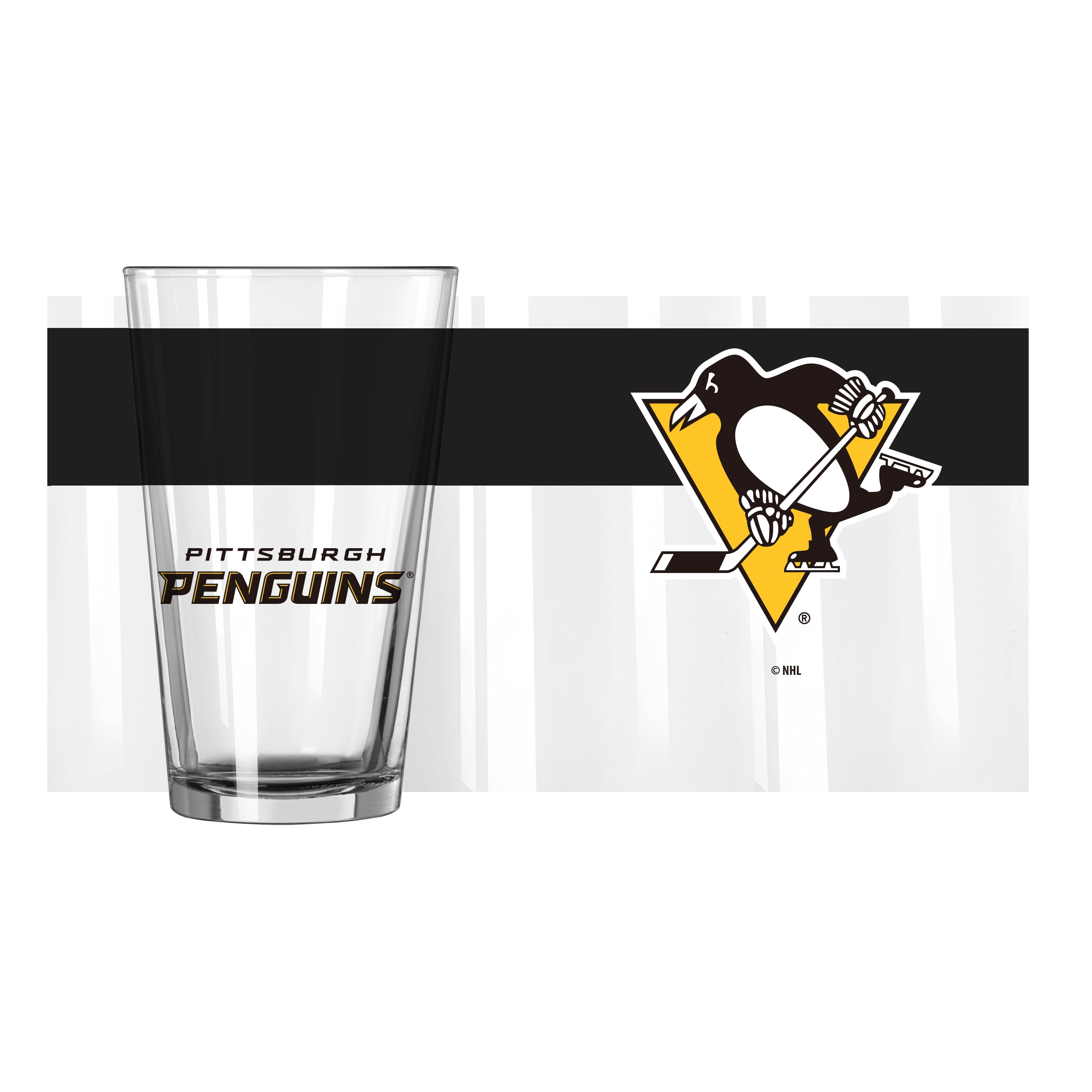 Pittsburgh Penguins 16oz Colorblock Pint Glass - Sports Gifts, Sports Memorabilia, Sports Collectibles, Fan Shop