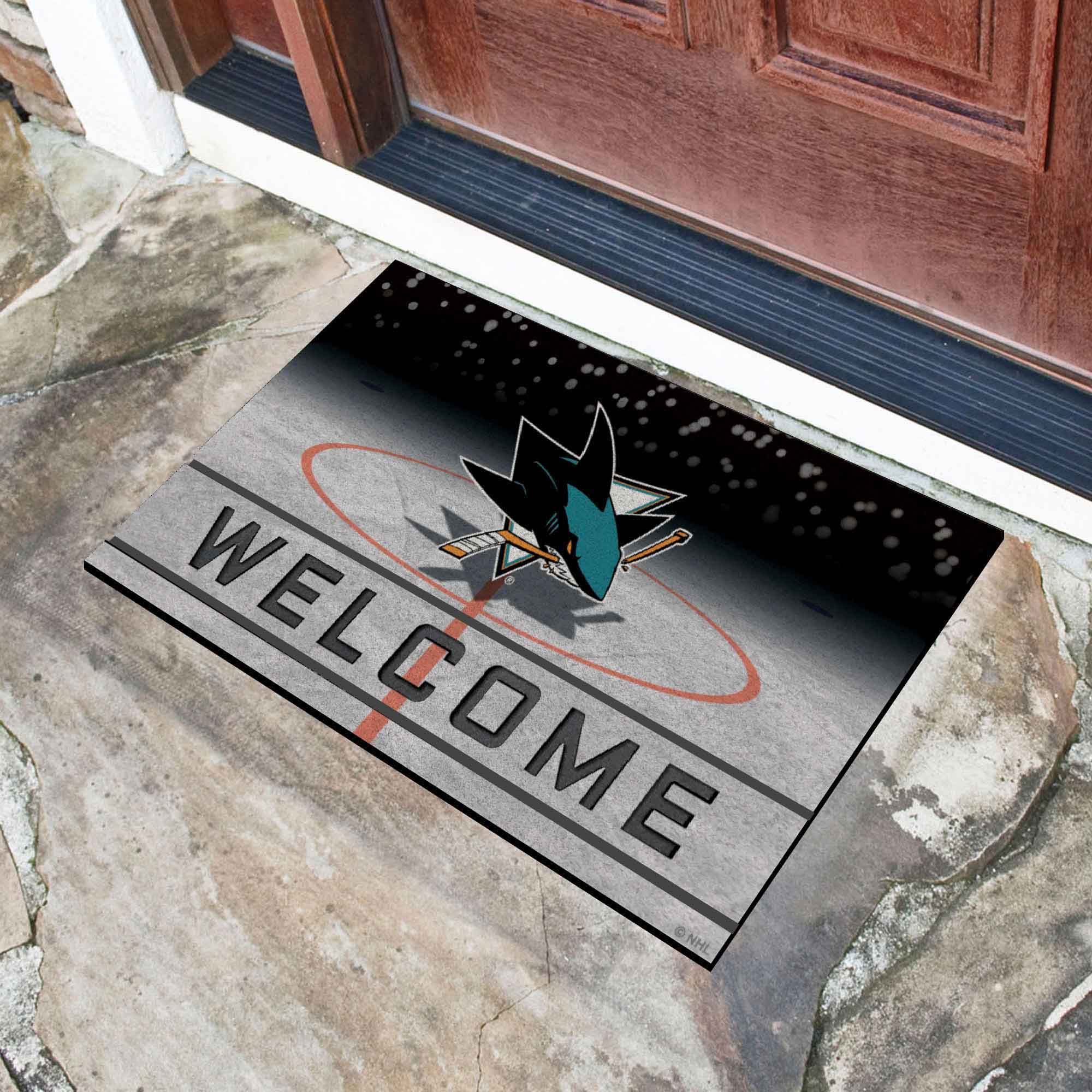 NHL - San Jose Sharks Crumb Rubber Door Mat - Sports Gifts, Sports Memorabilia, Sports Collectibles, Fan Shop