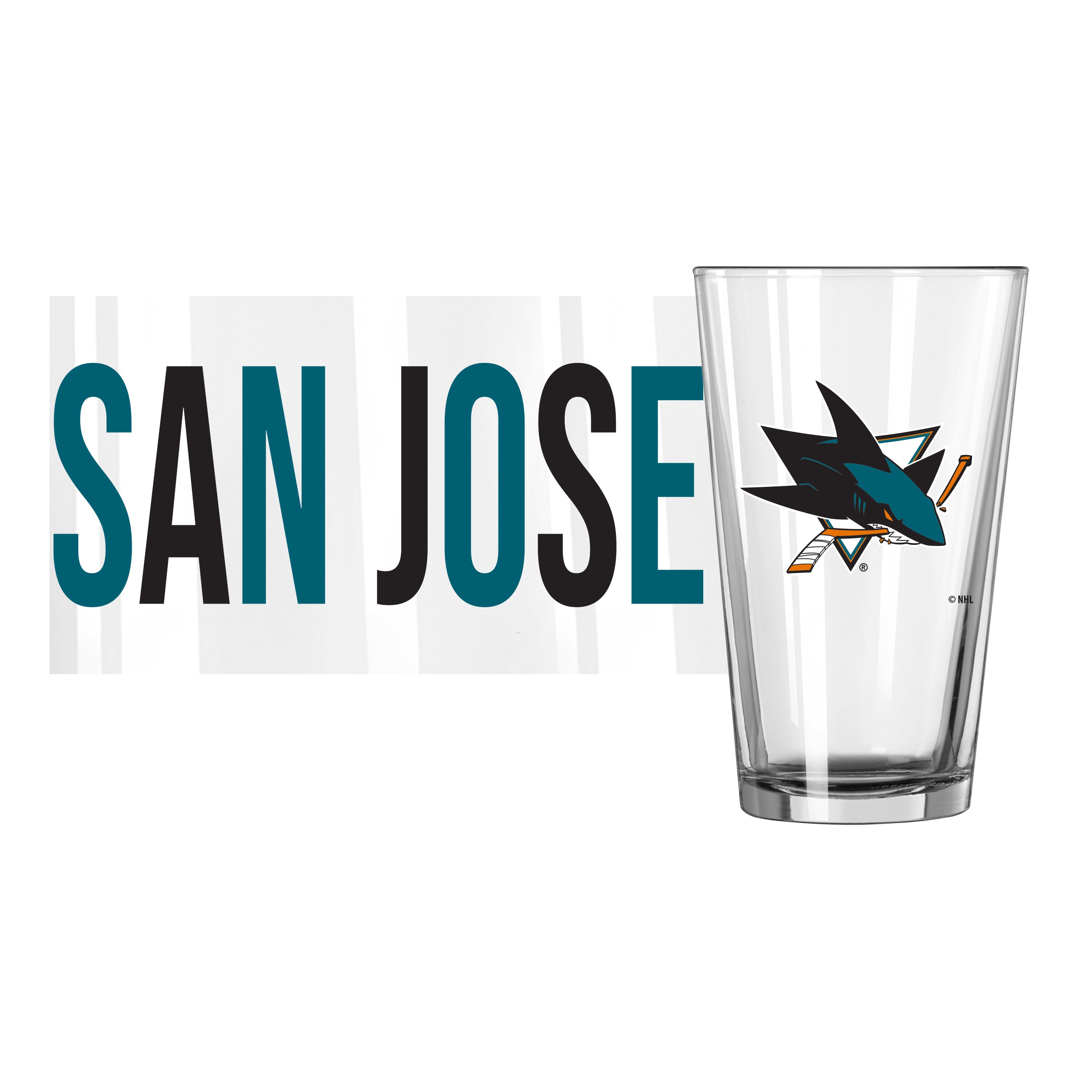 San Jose Sharks 16oz Overtime Pint Glass - Sports Gifts, Sports Memorabilia, Sports Collectibles, Fan Shop