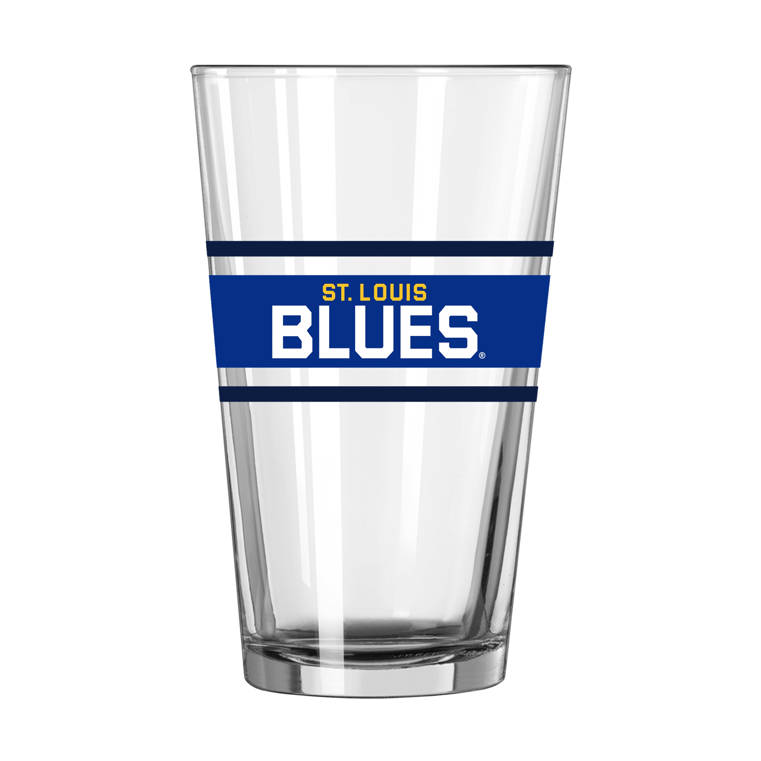 St Louis Blues 16oz Stripe Pint Glass - Sports Gifts, Sports Memorabilia, Sports Collectibles, Fan Shop
