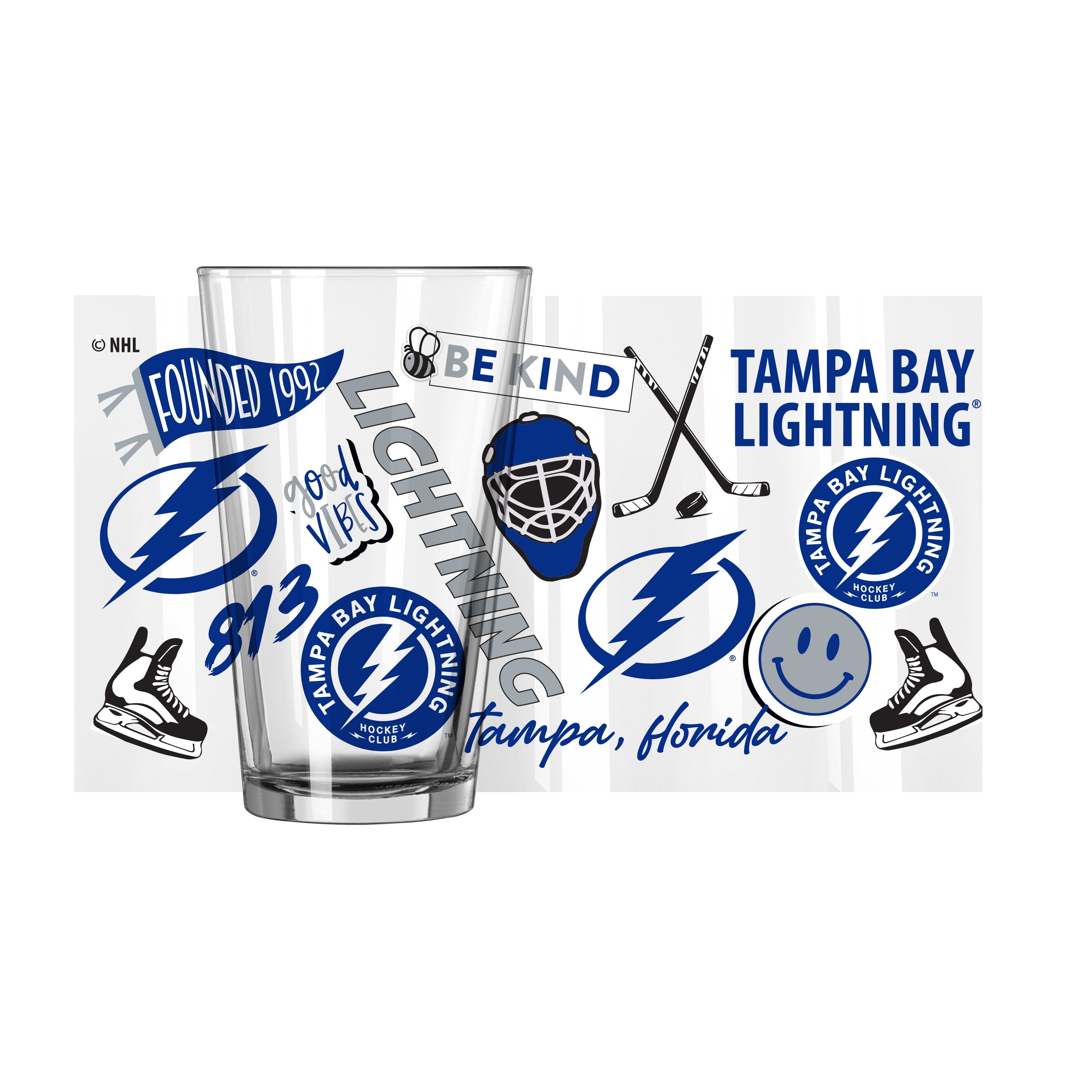 Tampa Bay Lightning 16oz Native Pint Glass - Sports Gifts, Sports Memorabilia, Sports Collectibles, Fan Shop