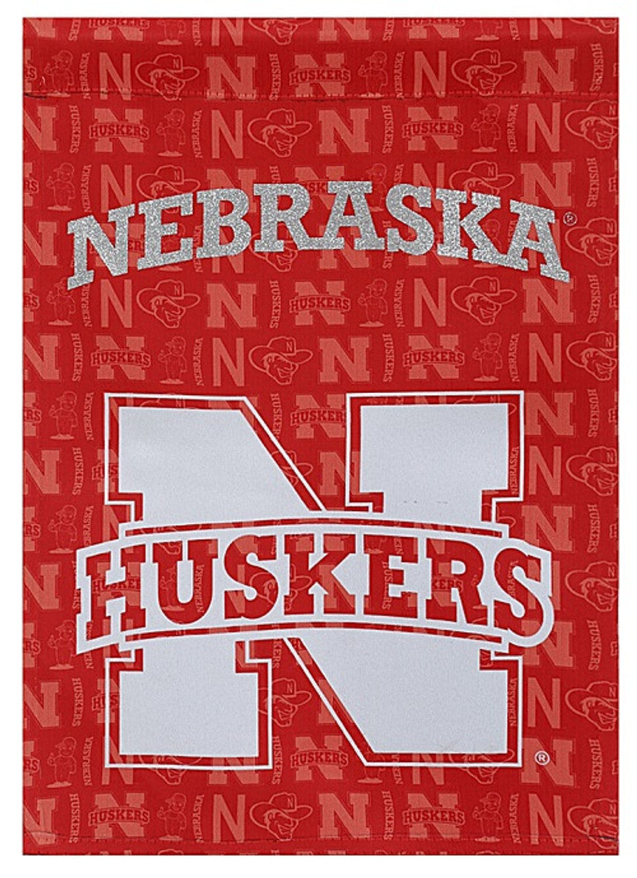 Nebraska Cornhuskers Flag Double Sided Glitter CO - Sports Collectibles, Sports Memorabilia, Sports Fan Shop, Sports Gifts