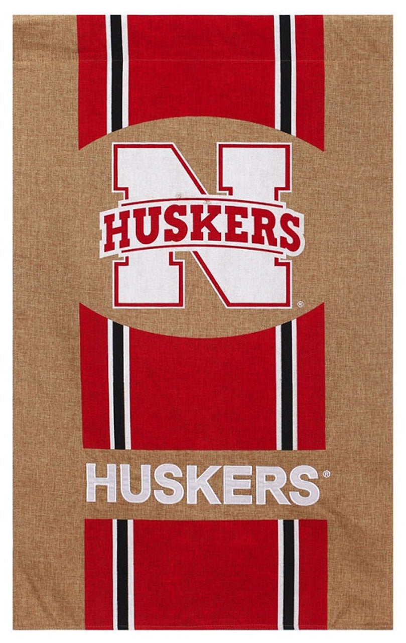 Nebraska Cornhuskers Flag 29x43 Burlap House Style CO - Sports Collectibles, Sports Memorabilia, Sports Fan Shop, Sports Gifts