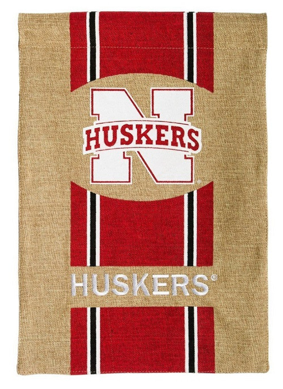 Nebraska Cornhuskers Flag Garden Style Burlap CO - Sports Collectibles, Sports Memorabilia, Sports Fan Shop, Sports Gifts