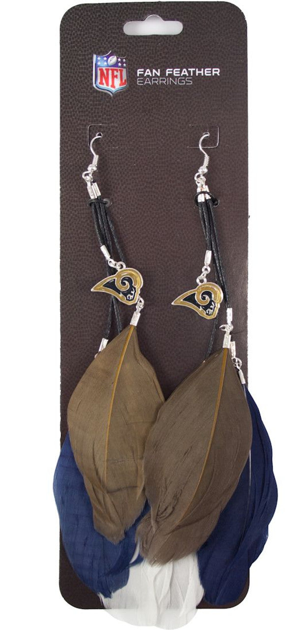 Los Angeles Rams Team Color Feather Earrings CO - Sports Collectibles, Sports Memorabilia, Sports Fan Shop, Sports Gifts