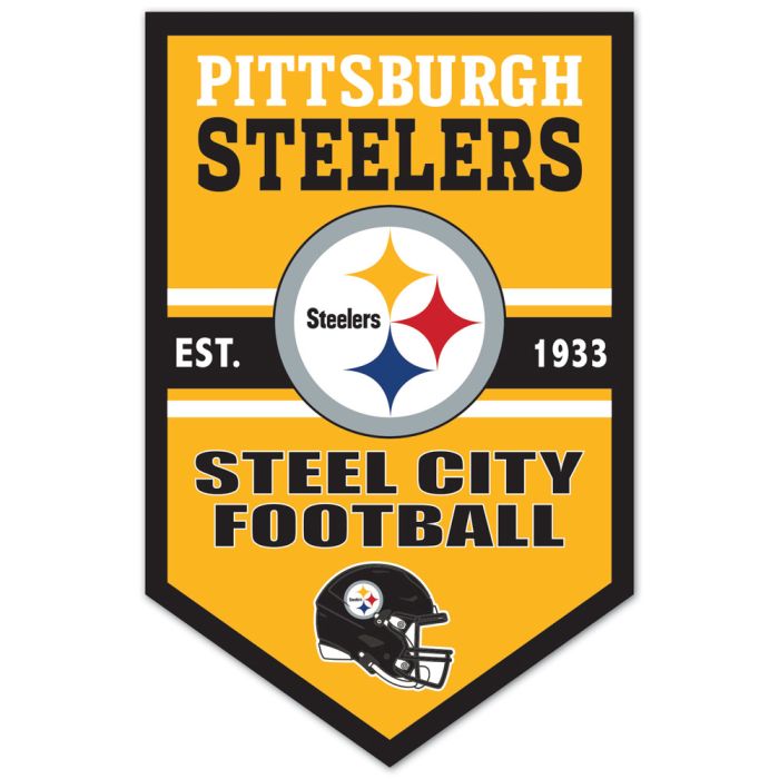 Pittsburgh Steelers Chevron Wood Sign 11" x 17" 1/4" thick - Sports Collectibles, Sports Memorabilia, Sports Fan Shop, Sports Gifts