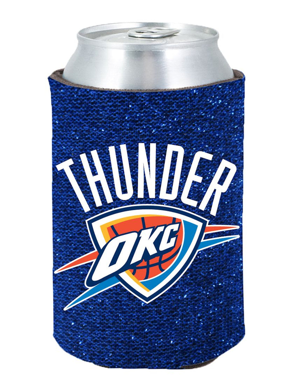 Oklahoma City Thunder Kolder Kaddy Can Holder Glitter Blue Special Order - Sports Collectibles, Sports Memorabilia, Sports Fan Shop, Sports Gifts