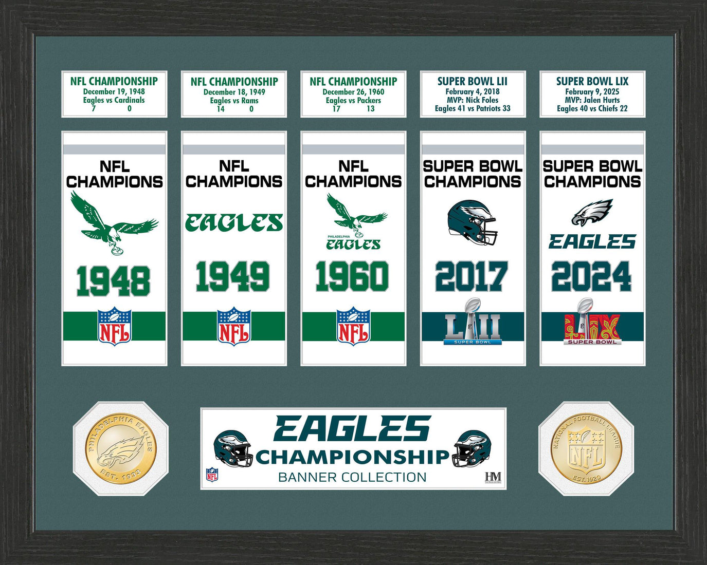 Eagles 5-Time World Champions Commemorative Banner Collection - Sports Gifts, Sports Memorabilia, Sports Collectibles, Fan Shop