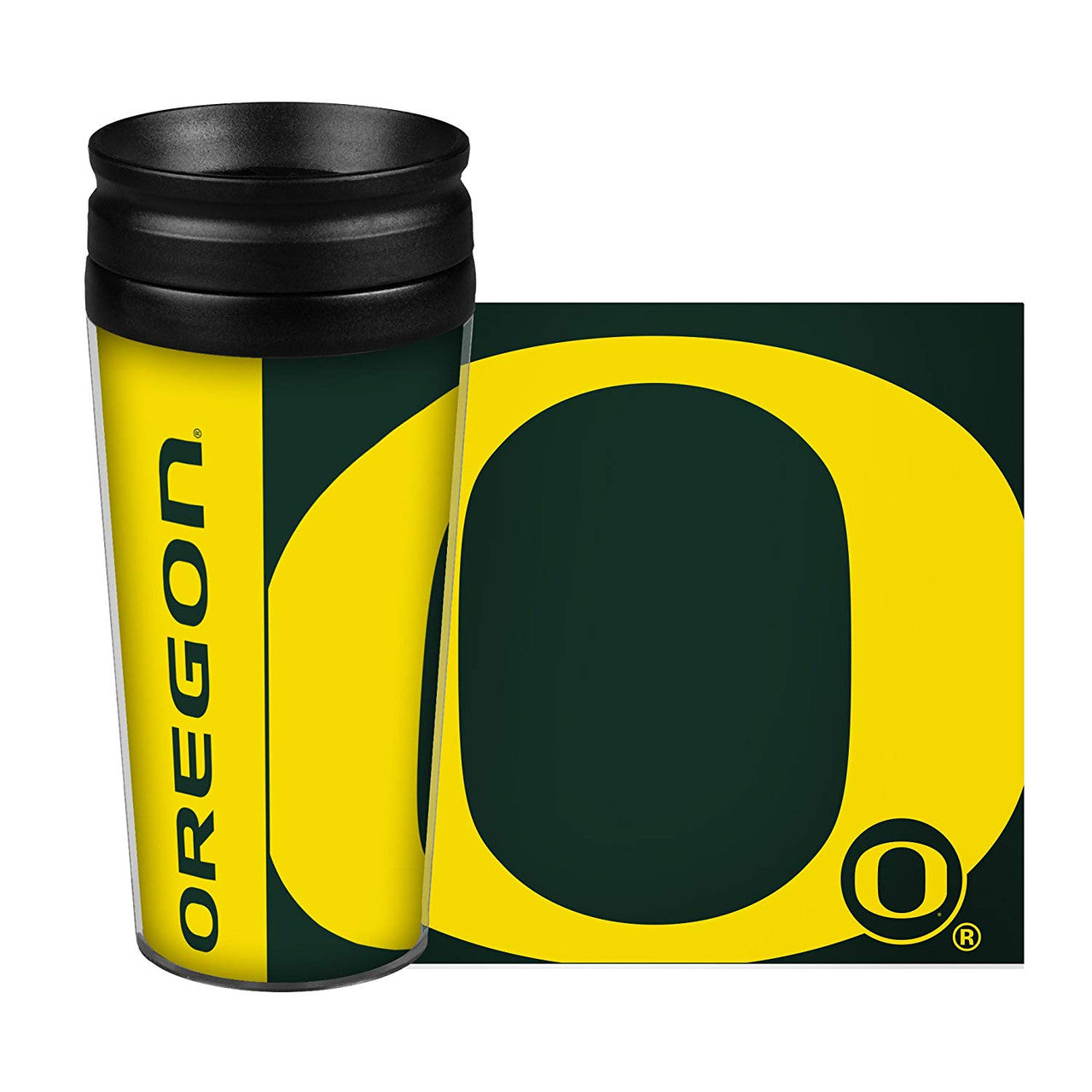 Oregon Ducks Travel Mug 14oz Full Wrap Style Hype Design - Special Order - Sports Collectibles, Sports Memorabilia, Sports Fan Shop, Sports Gifts