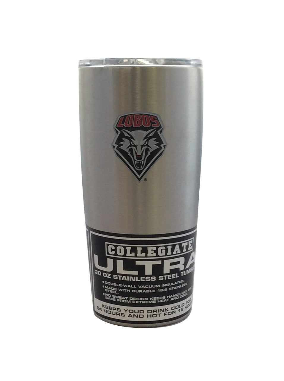 New Mexico Lobos Travel Tumbler 20oz Ultra Silver CO - Sports Collectibles, Sports Memorabilia, Sports Fan Shop, Sports Gifts
