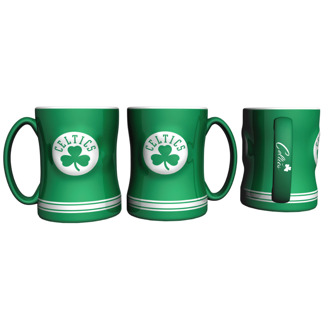 Boston Celtics Coffee Mug 14oz Sculpted Relief Team Color - Sports Collectibles, Sports Memorabilia, Sports Fan Shop, Sports Gifts