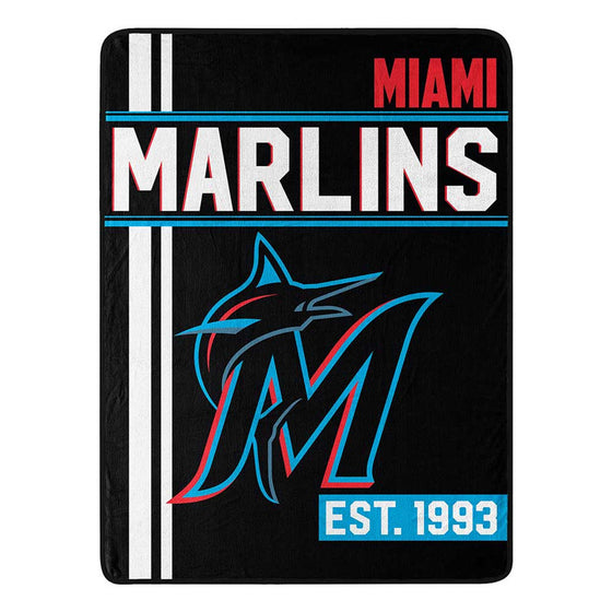 Miami Marlins Blanket 46x60 Micro Raschel Walk Off Design Rolled - Sports Collectibles, Sports Memorabilia, Sports Fan Shop, Sports Gifts