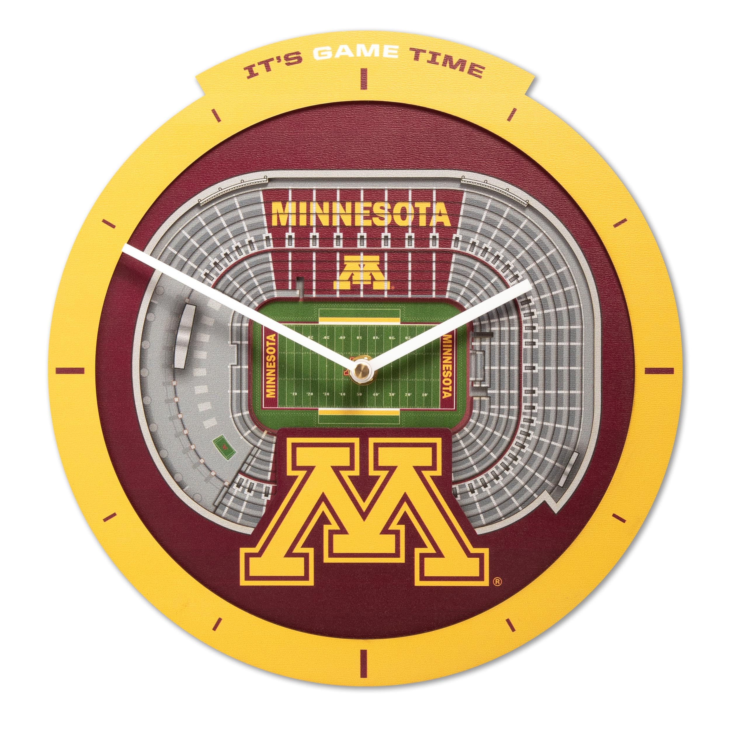 YouTheFan NCAA Minnesota Golden Gophers 3D StadiumView Clock - Sports Collectibles, Sports Memorabilia, Sports Fan Shop, Sports Gifts
