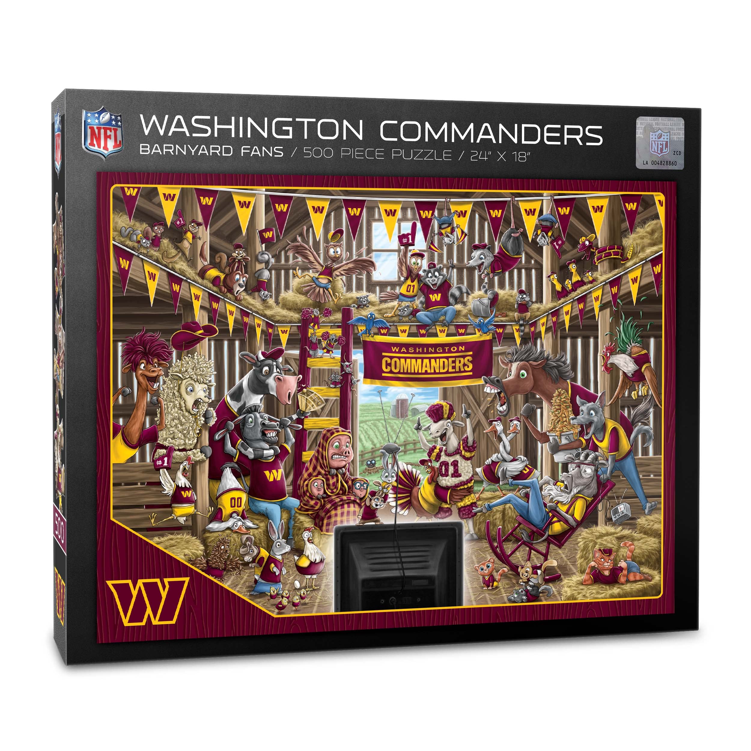 YouTheFan NFL Washington Commanders Barnyard Fans 500pc Puzzle - Sports Collectibles, Sports Memorabilia, Sports Fan Shop, Sports Gifts