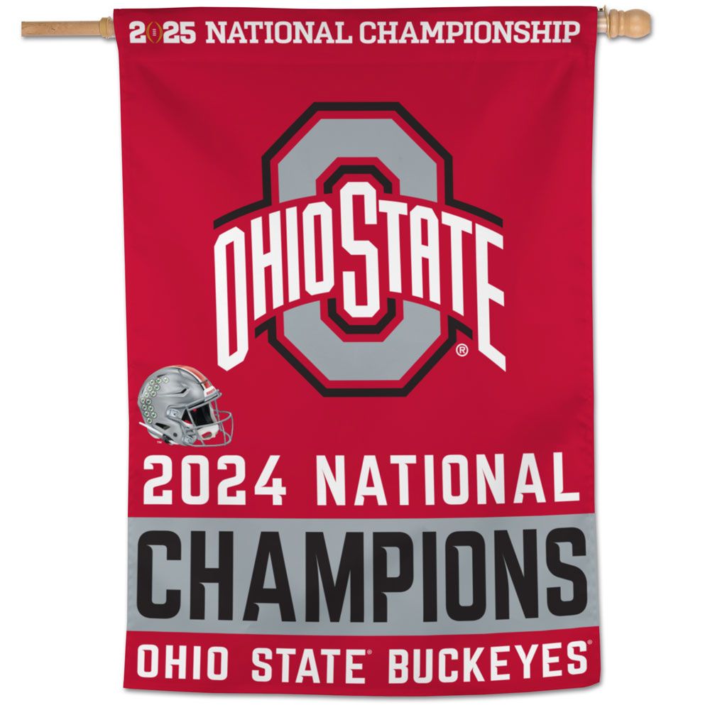 2024-2025 National Football Champions Ohio State Buckeyes COLLEGE FOOTBALL PLAYO Vertical Flag 28" x 40" - Sports Collectibles, Sports Memorabilia, Sports Fan Shop, Sports Gifts