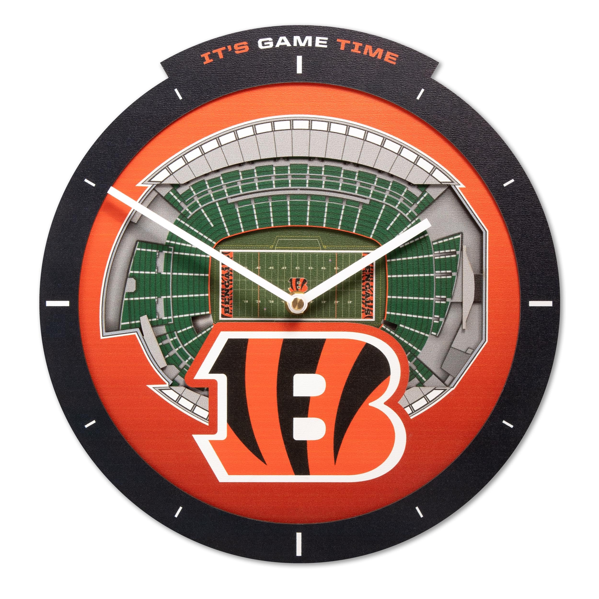 YouTheFan NFL Cincinnati Bengals 3D StadiumView Clock - Sports Gifts, Sports Memorabilia, Sports Collectibles, Fan Shop