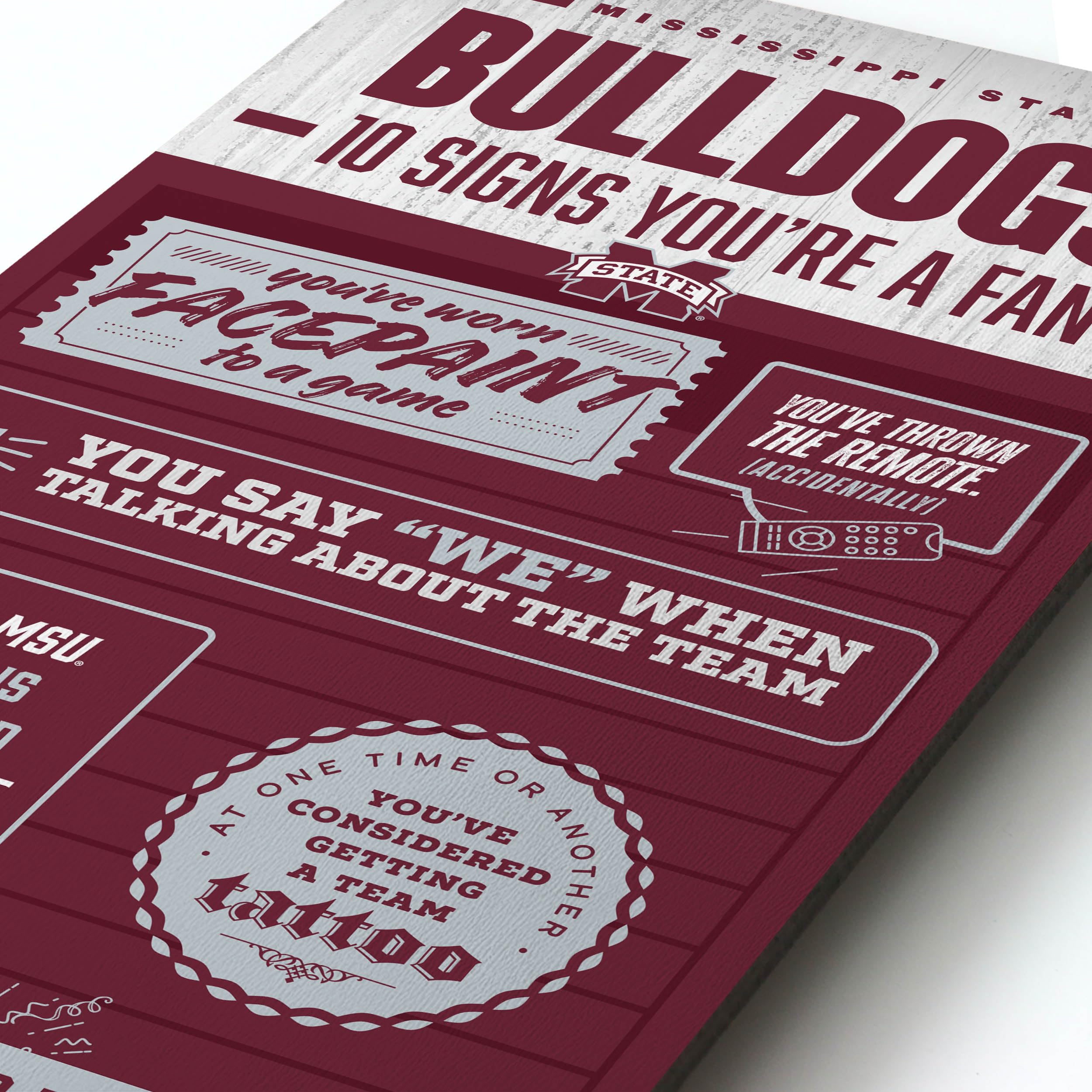 YouTheFan Officially-licensed NCAA Mississippi State Bulldogs 6x19 Top 10 Signs Banner - humorous descriptions - fun sports fan phrases, original design, indoor team wall decor fan gift - Sports Collectibles, Sports Memorabilia, Sports Fan Shop, Sports Gifts