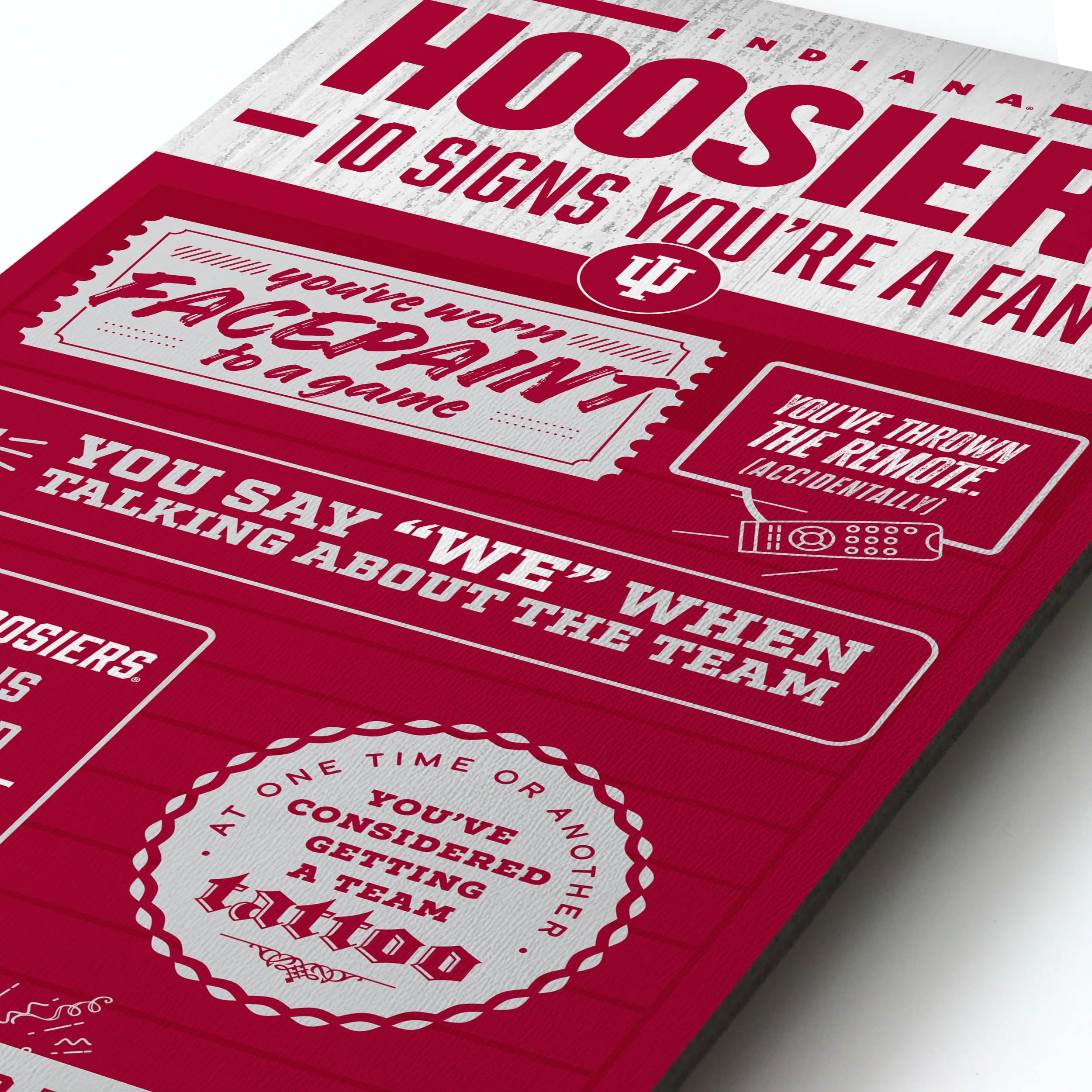 YouTheFan Officially-licensed NCAA Indiana Hoosiers 6x19 Top 10 Signs Banner - humorous descriptions - fun sports fan phrases, original design, indoor team wall decor fan gift - Sports Collectibles, Sports Memorabilia, Sports Fan Shop, Sports Gifts