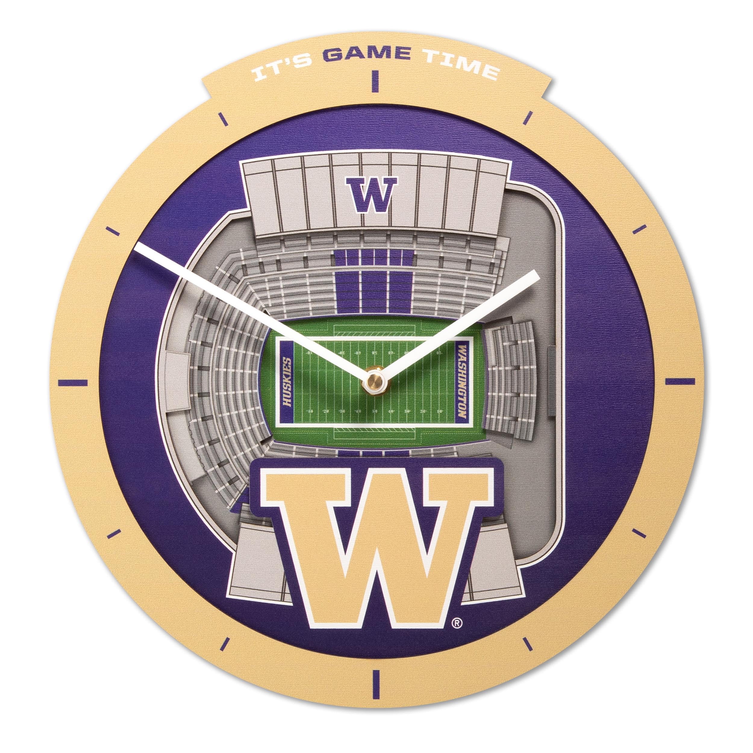 YouTheFan NCAA Washington Huskies 3D StadiumView Clock - Sports Collectibles, Sports Memorabilia, Sports Fan Shop, Sports Gifts