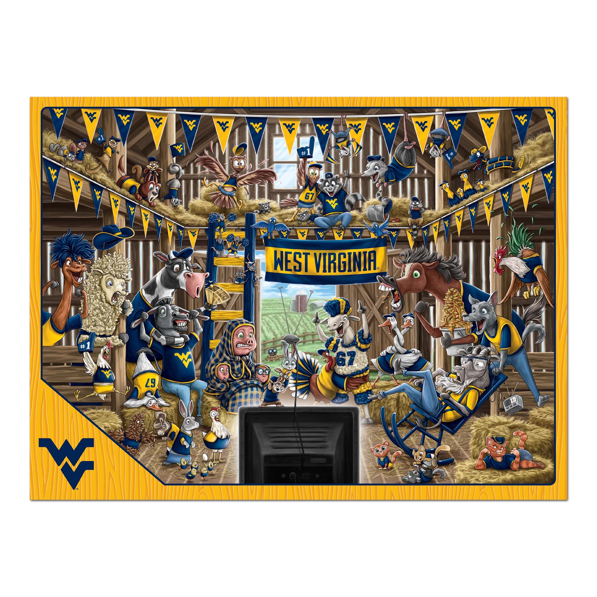 YouTheFan NCAA West Virginia Mountaineers Barnyard Fans 500pc Puzzle - Sports Collectibles, Sports Memorabilia, Sports Fan Shop, Sports Gifts