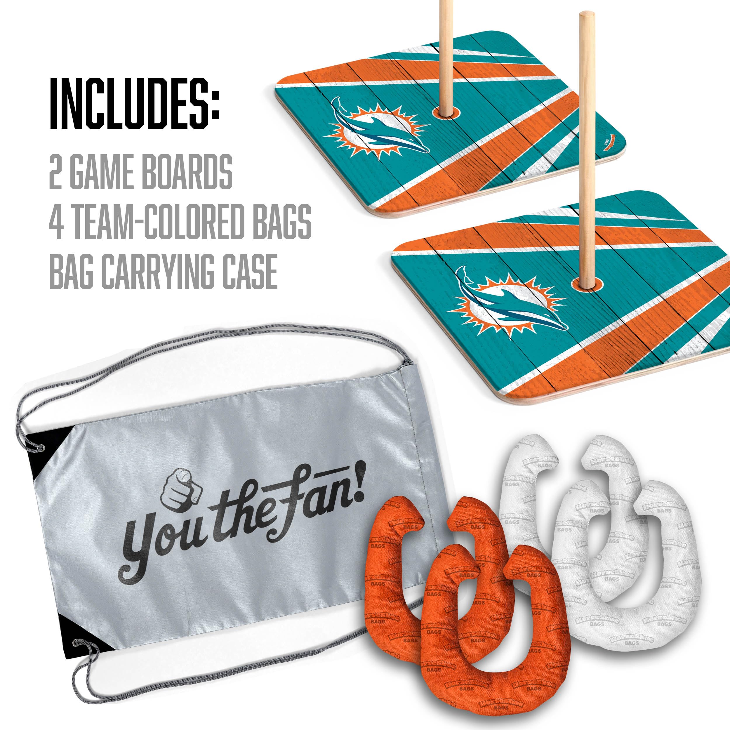 YouTheFan NFL Miami Dolphins Horseshoe Bags Game - Sports Collectibles, Sports Memorabilia, Sports Fan Shop, Sports Gifts