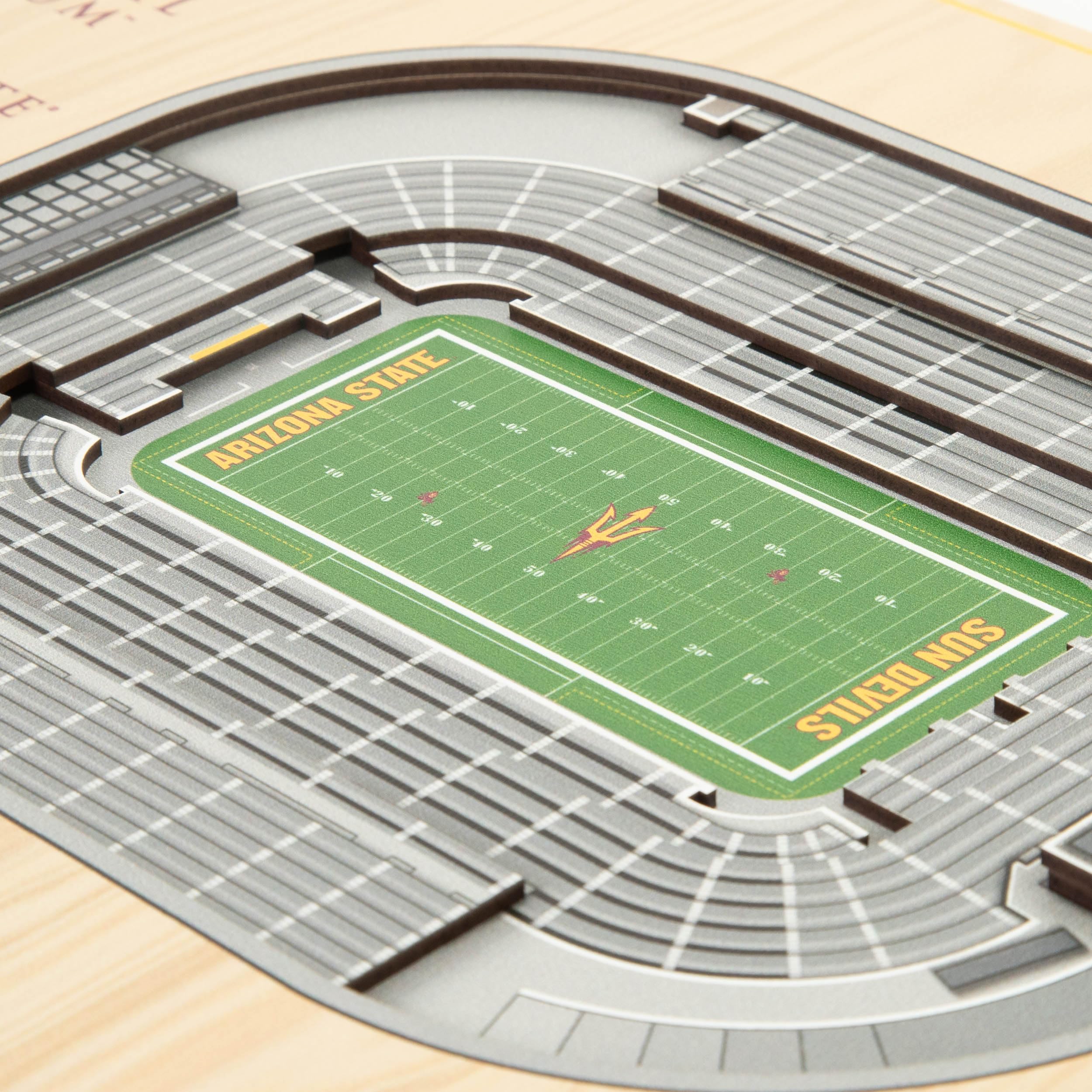 YouTheFan NCAA Arizona State Sun Devils 5-Layer StadiumView 3D Wall Art - Sun Devil Football Stadium - Sports Collectibles, Sports Memorabilia, Sports Fan Shop, Sports Gifts