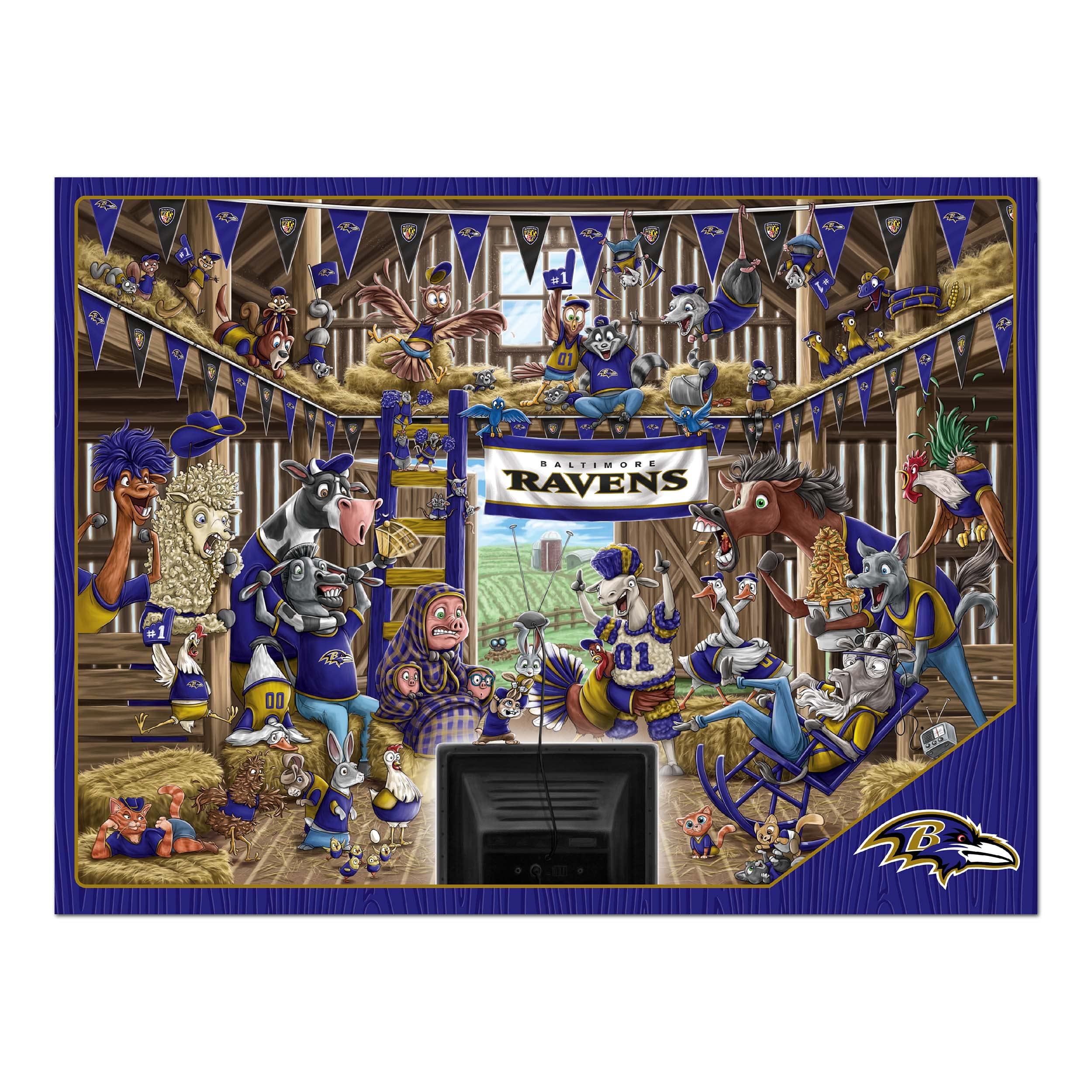 YouTheFan NFL Baltimore Ravens Barnyard Fans 500pc Puzzle - Sports Collectibles, Sports Memorabilia, Sports Fan Shop, Sports Gifts