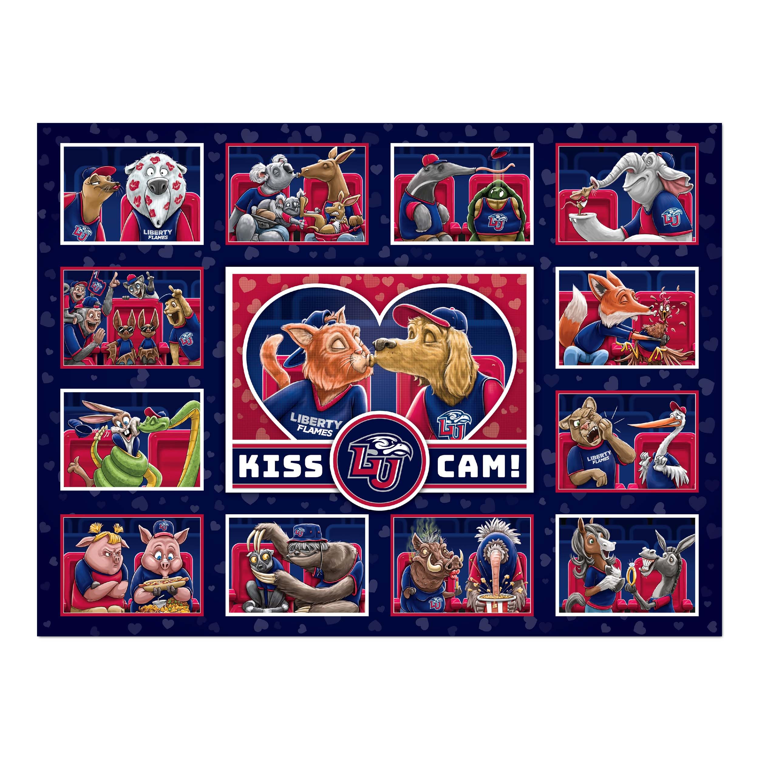 YouTheFan NCAA Liberty Flames Kiss Cam 500pc Puzzle - Sports Collectibles, Sports Memorabilia, Sports Fan Shop, Sports Gifts