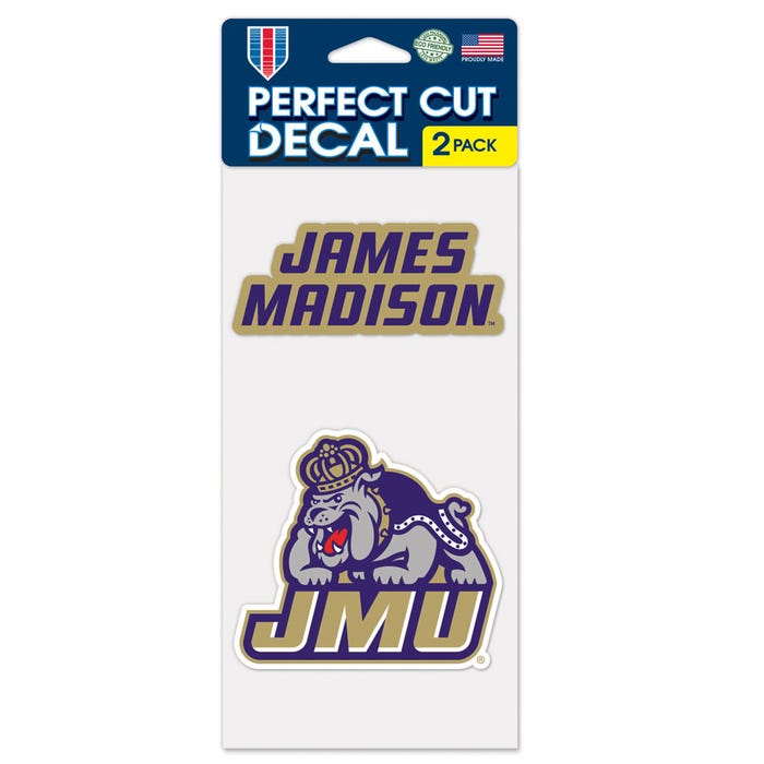 James Madison Dukes Perfect Cut Decal Set of two 4"x4" - Sports Collectibles, Sports Memorabilia, Sports Fan Shop, Sports Gifts