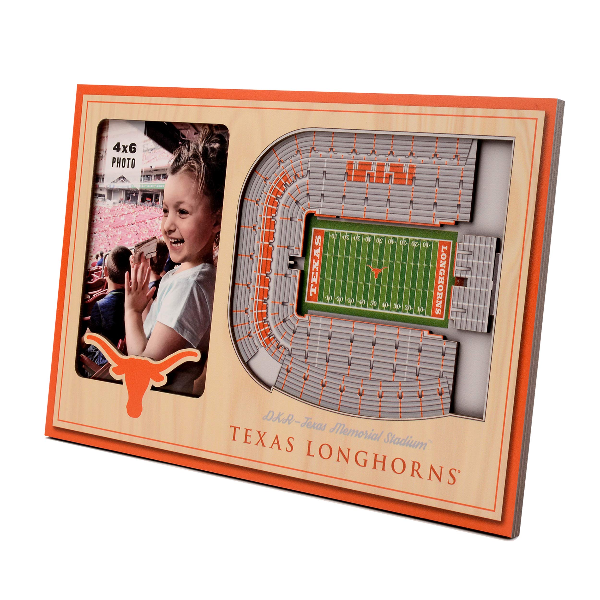 YouTheFan NCAA Texas Longhorns 3D StadiumView Picture Frame - Darrell K Royal–Texas Memorial Stadium, 12" x 8" - Sports Collectibles, Sports Memorabilia, Sports Fan Shop, Sports Gifts