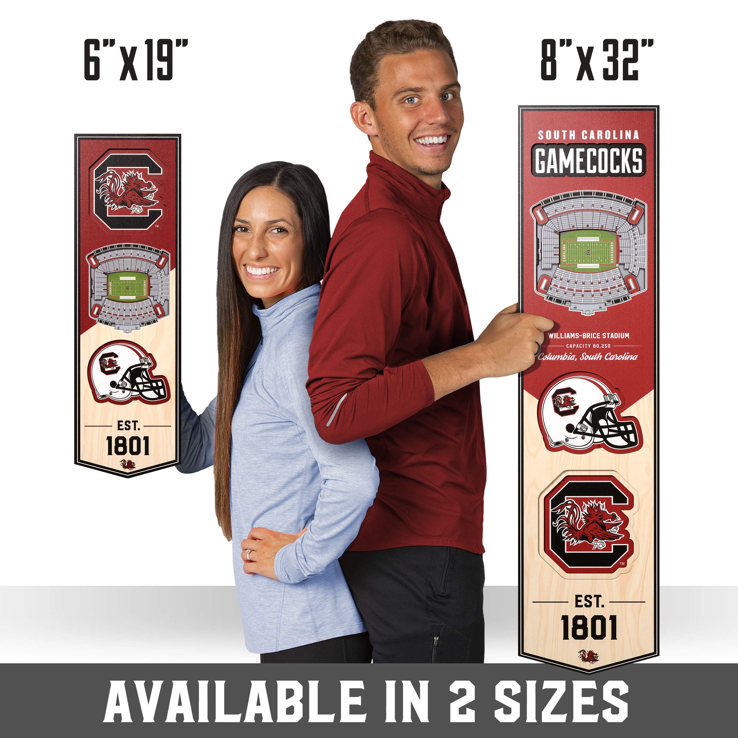 YouTheFan NCAA South Carolina Gamecocks 3D Stadium 8x32 Banner - Brice Stadium - Sports Collectibles, Sports Memorabilia, Sports Fan Shop, Sports Gifts