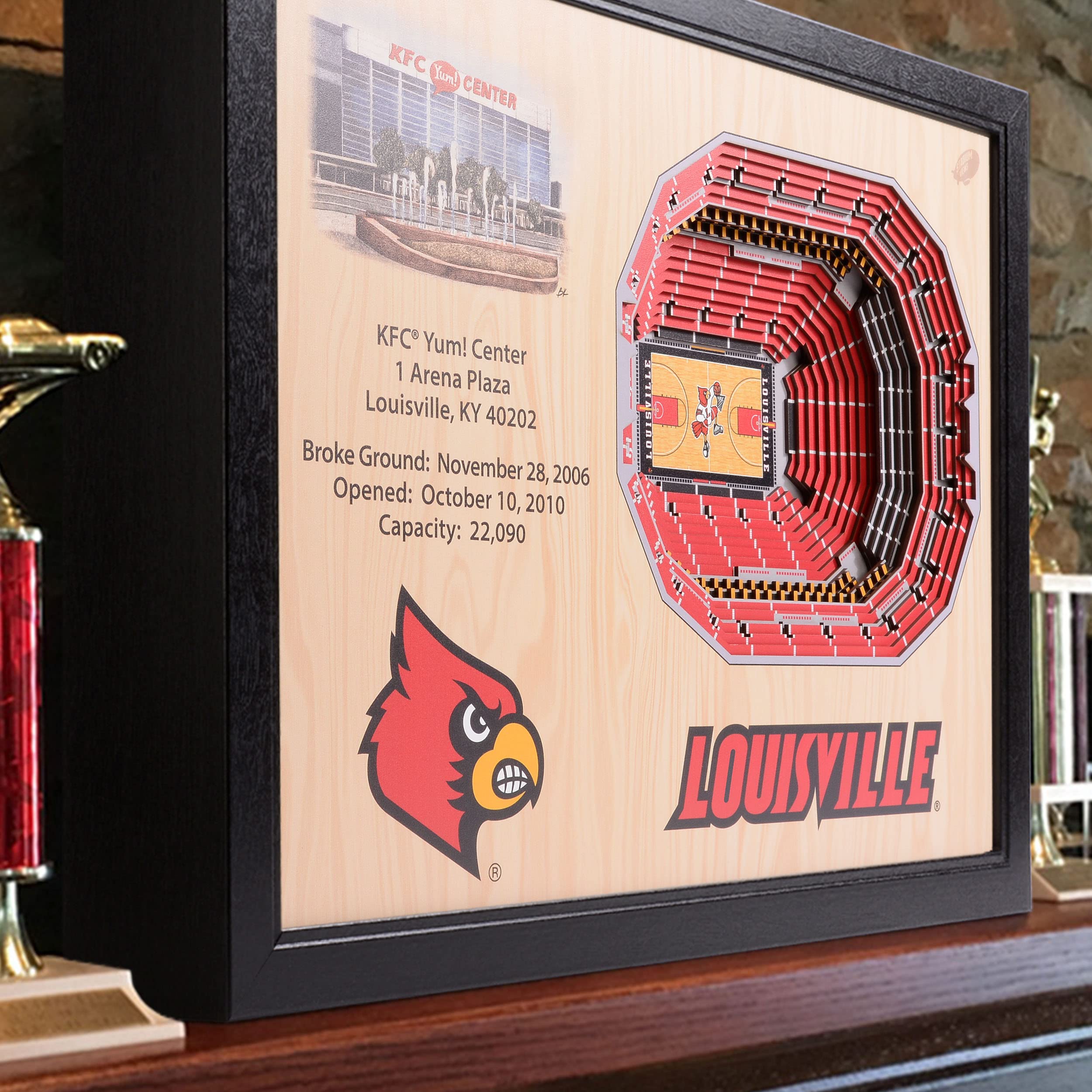 YouTheFan NCAA Louisville Cardinals 25-Layer StadiumViews 3D Wall Art - KFC Yum! Center , Brown - Sports Collectibles, Sports Memorabilia, Sports Fan Shop, Sports Gifts